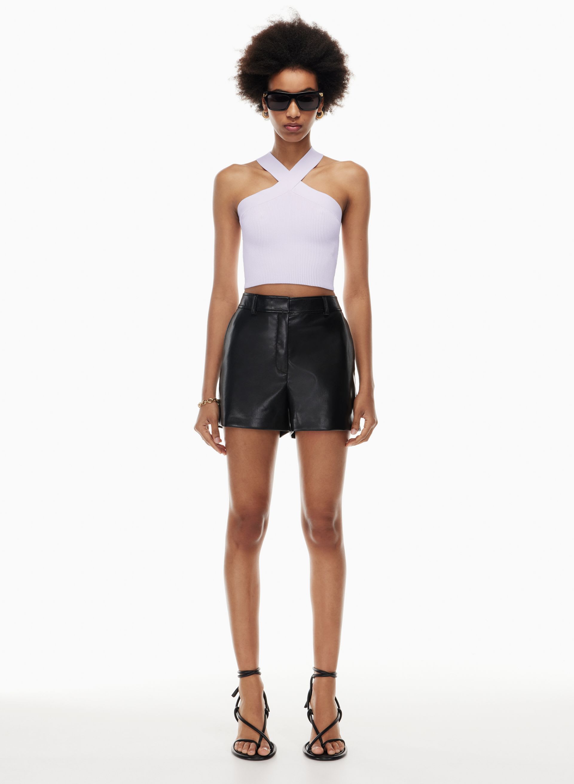 SCULPT KNIT CRISS CROSS CROPPED TANK | Aritzia