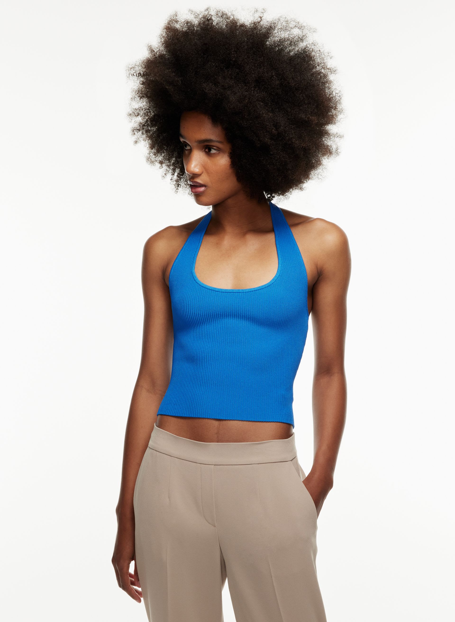 Sculpt Knit Backless Halter Top | Aritzia US