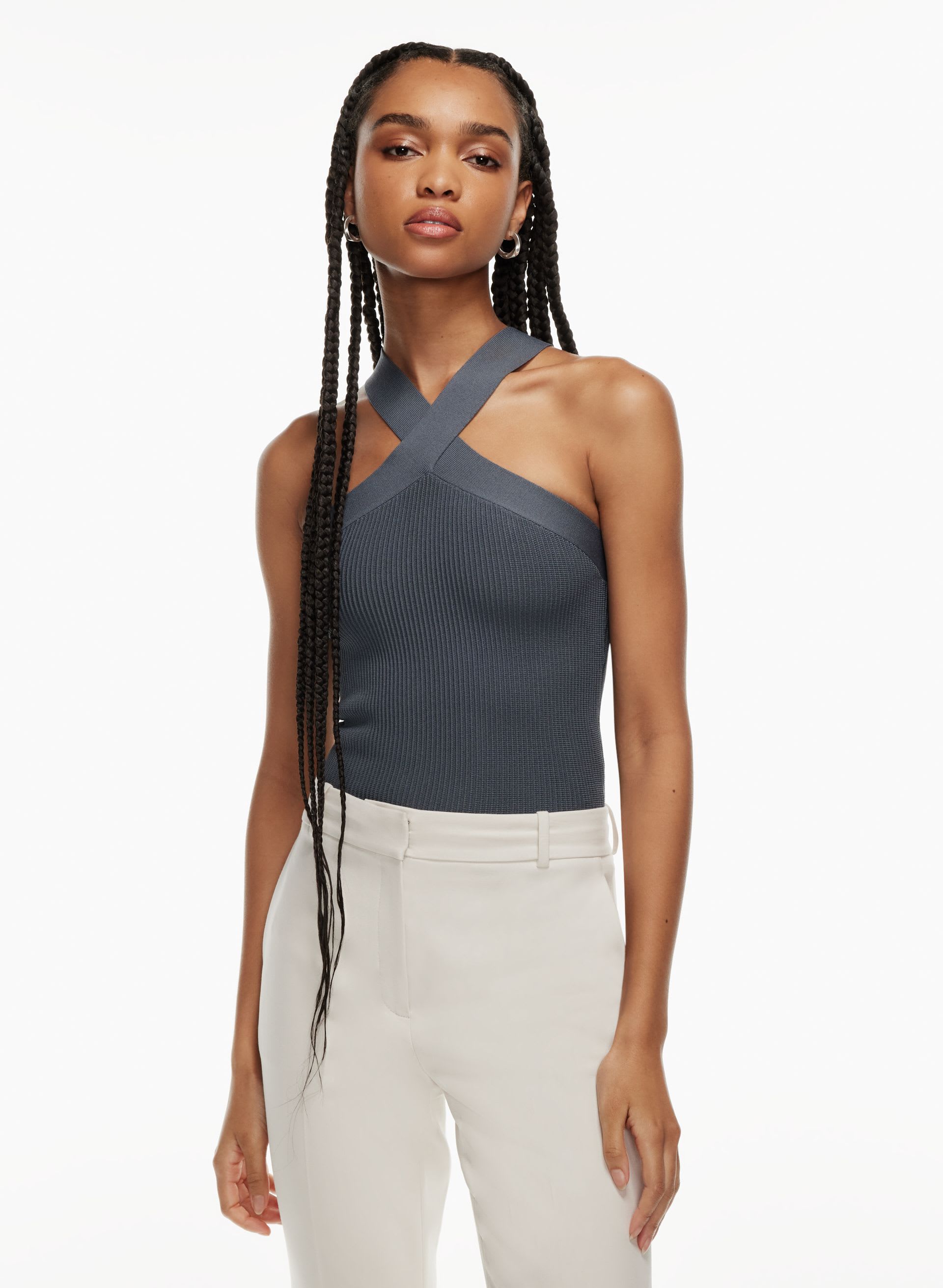 SCULPT KNIT CRISS CROSS TANK | Aritzia