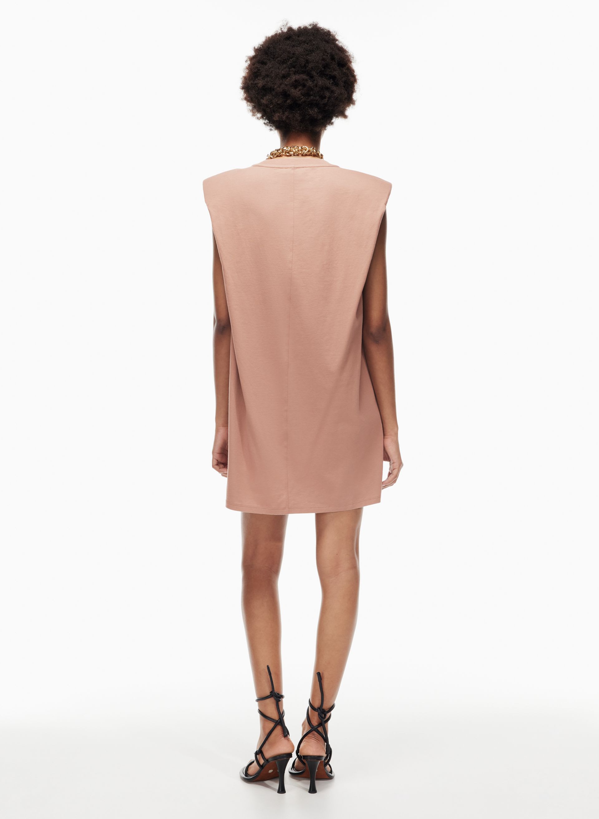 sachin and babi light blue dress Sculpt Shirred Shoulder Pad Mini Dress Brown
