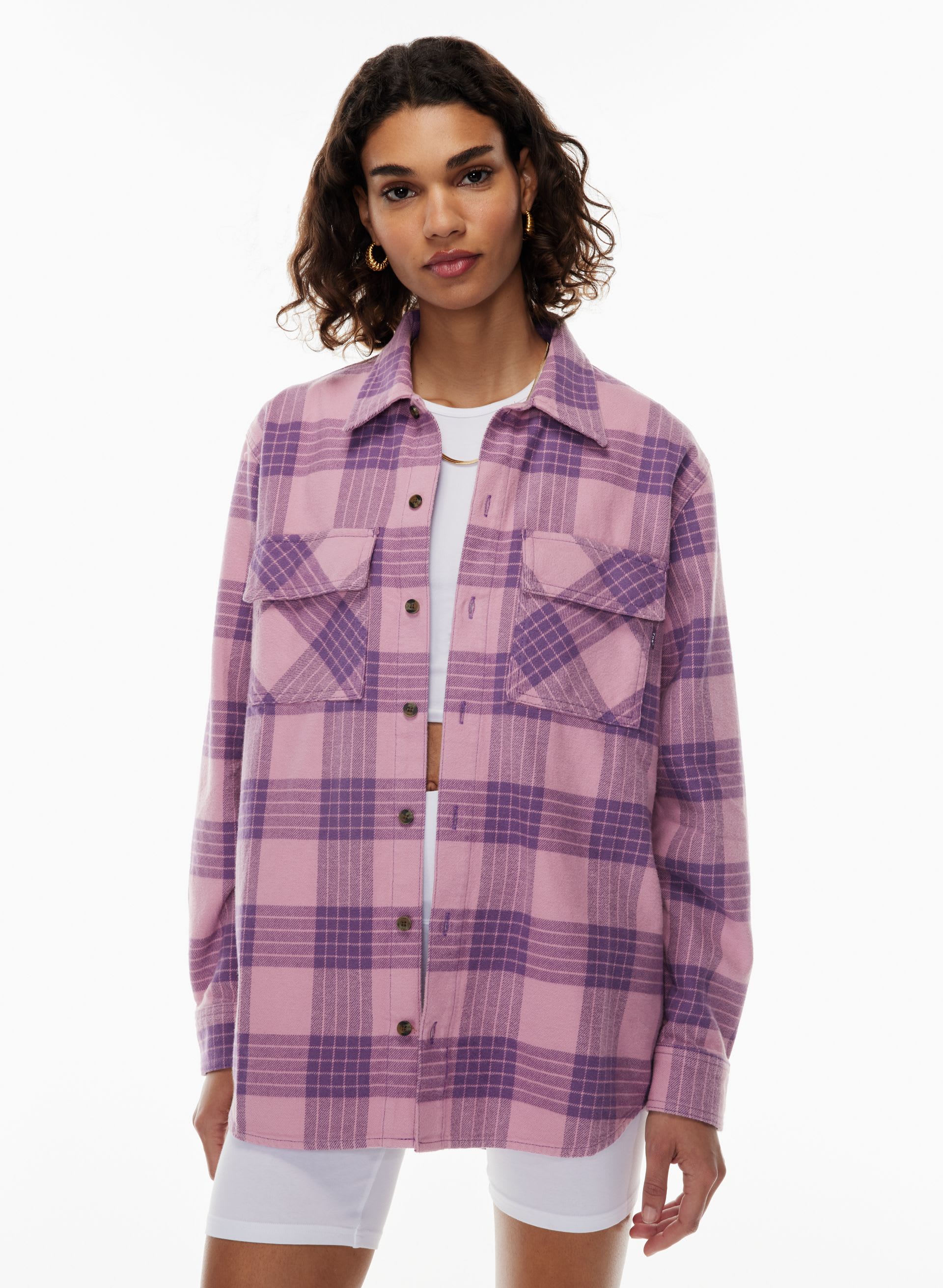 PLAID OVERSIZED BUTTON-UP | Aritzia