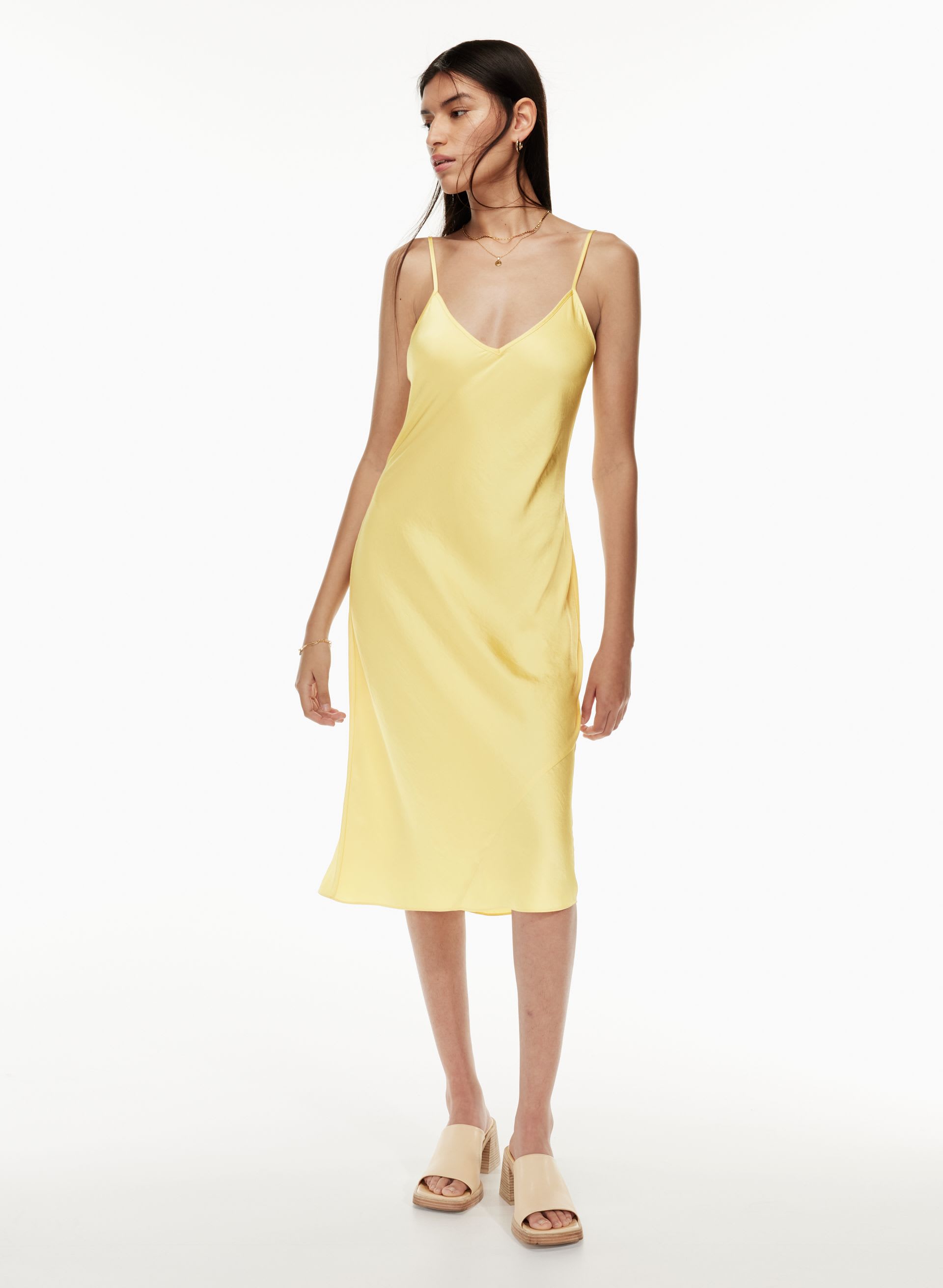 aritzia satin midi dress 90s Slit Satin Midi Dress