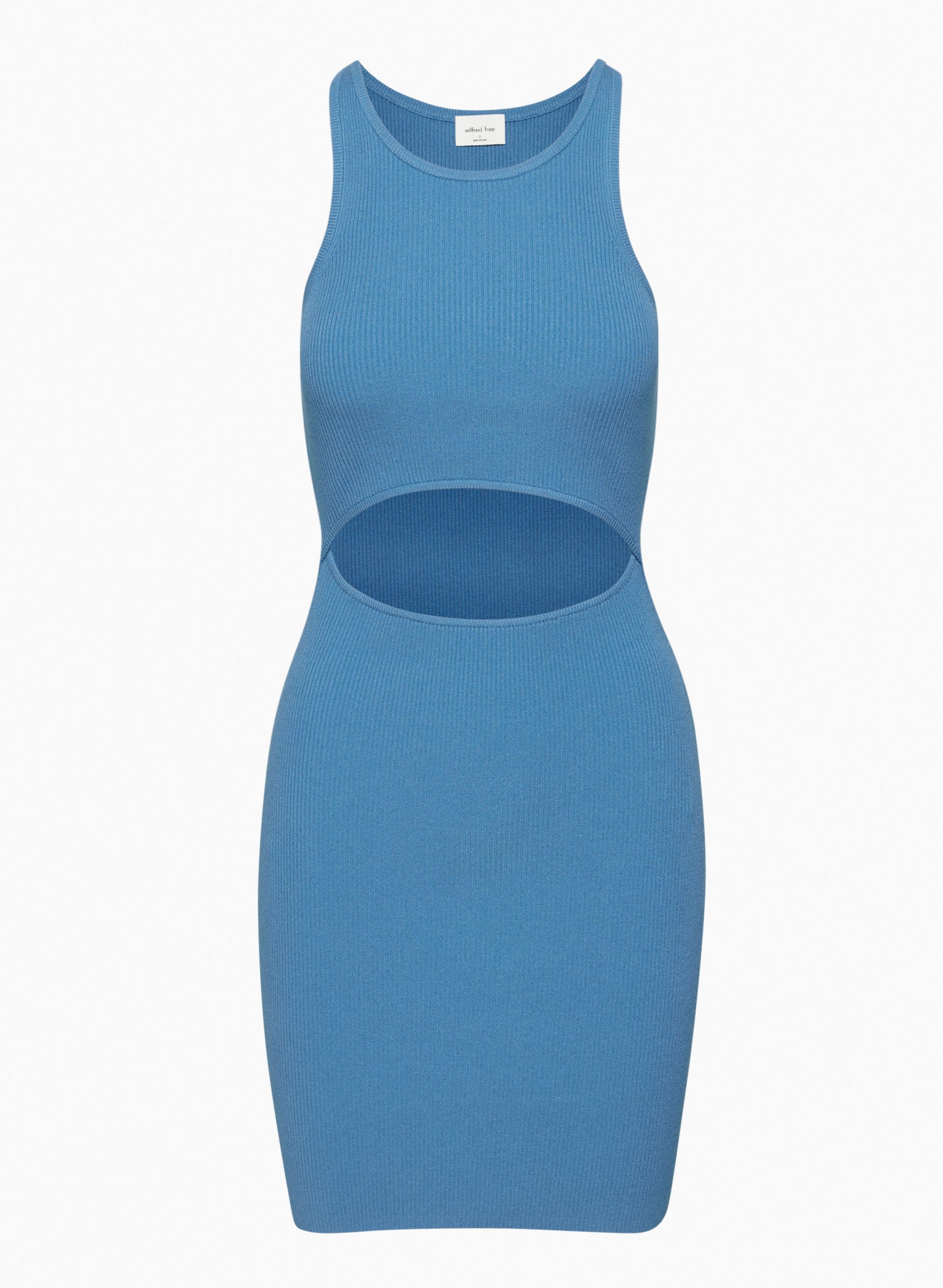 wilfred cut out knit dress Aritizia Wilfred Knit Mini Dress in Heather Light Birch