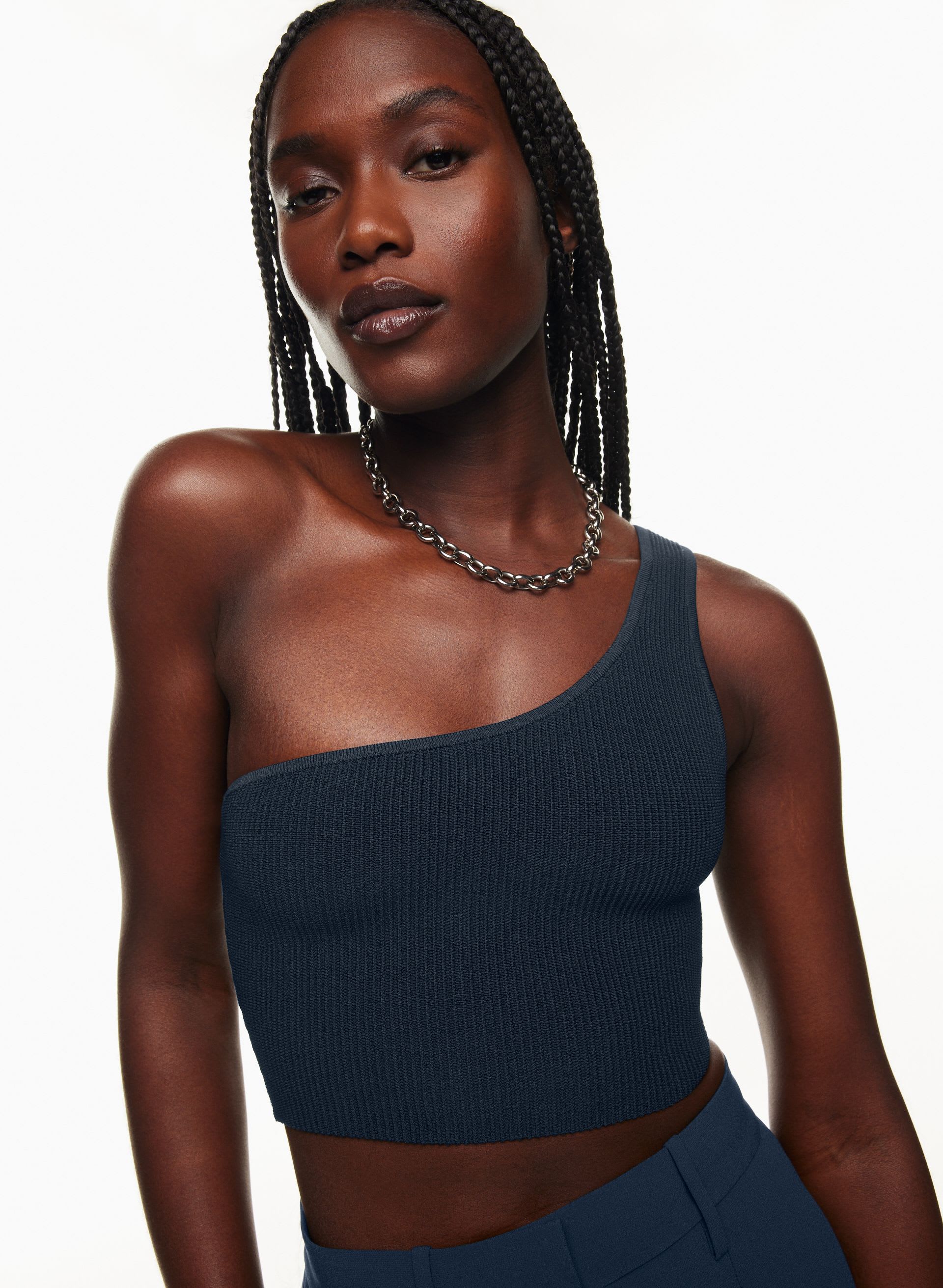 Sculpt Knit One-Shoulder Cropped Tank | Aritzia CA