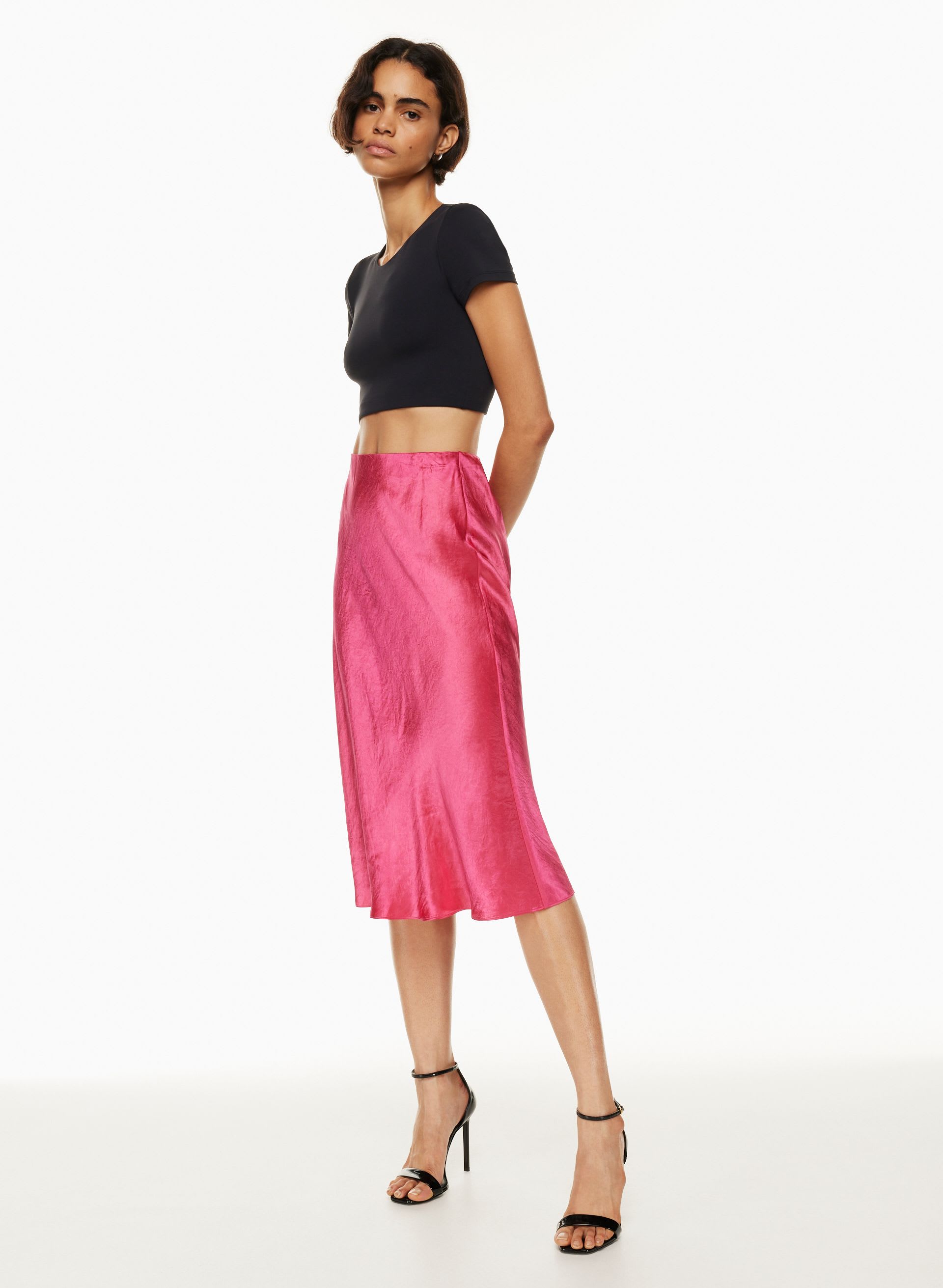 SLIP SATIN MIDI SKIRT | Aritzia