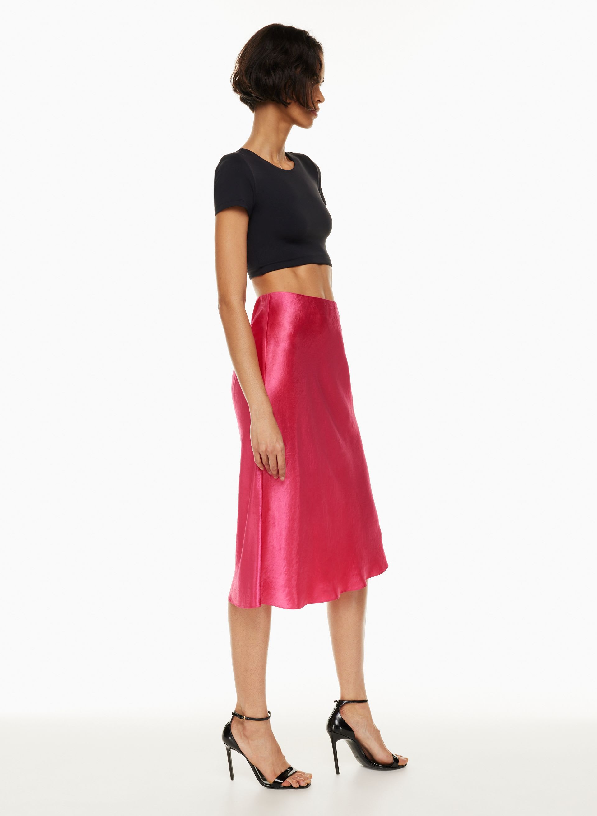 SLIP SATIN MIDI SKIRT | Aritzia
