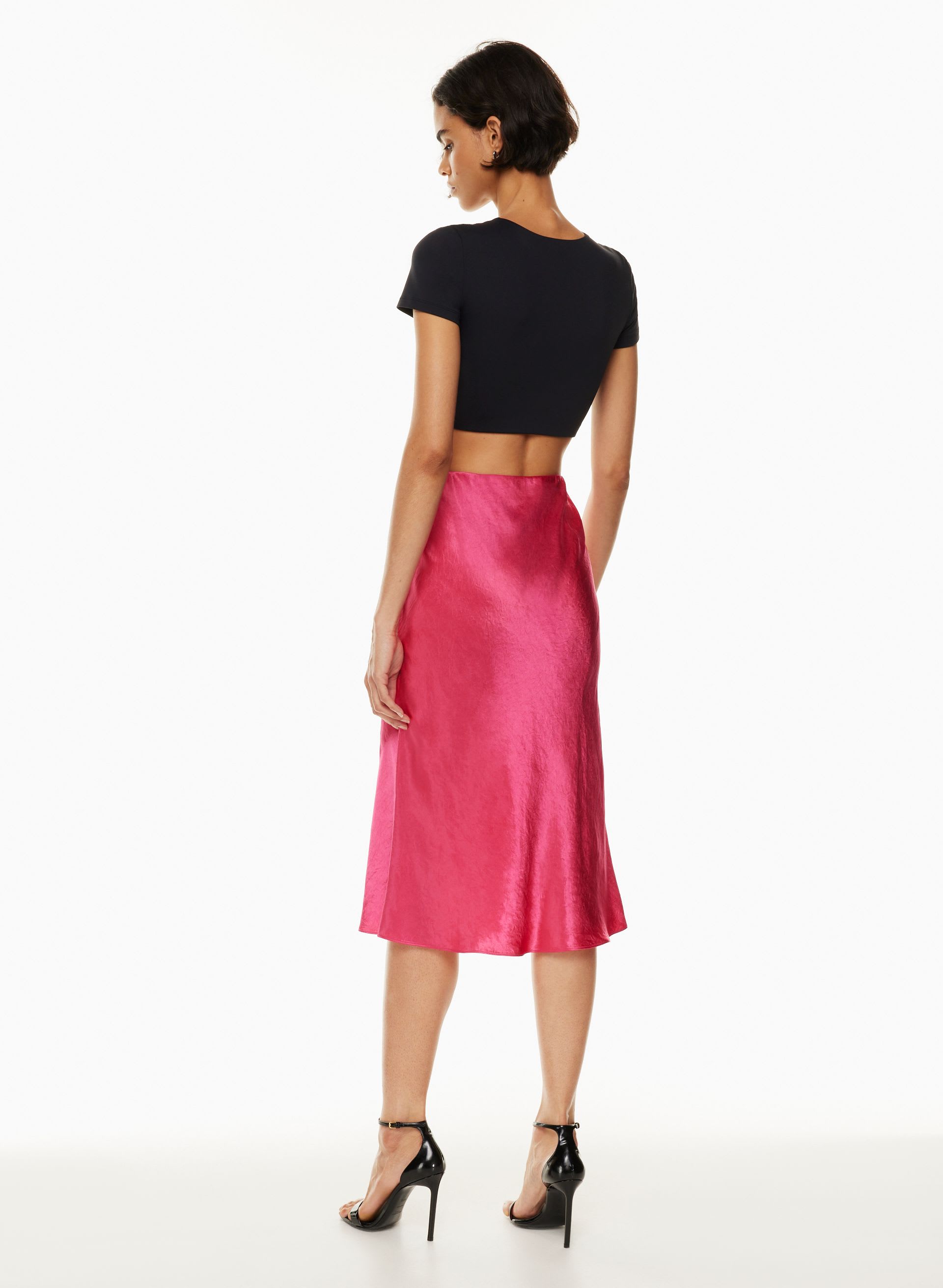 SLIP SATIN MIDI SKIRT | Aritzia