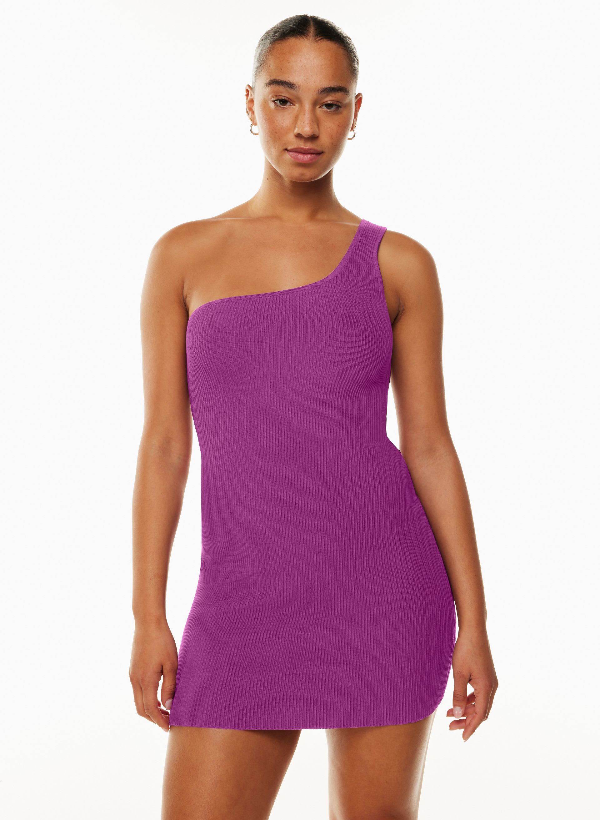 SCULPT KNIT ONE-SHOULDER DRESS | Aritzia