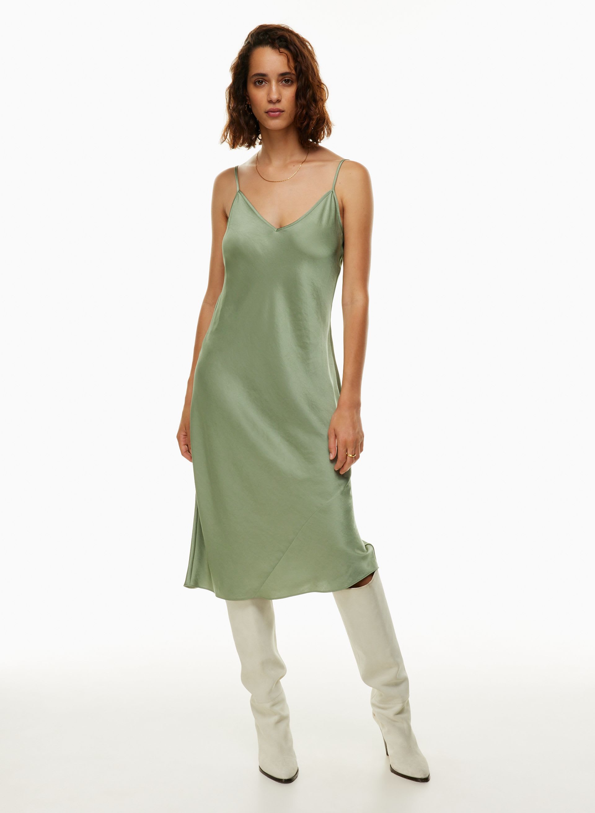 ONLY SLIP SATIN MIDI DRESS | Aritzia