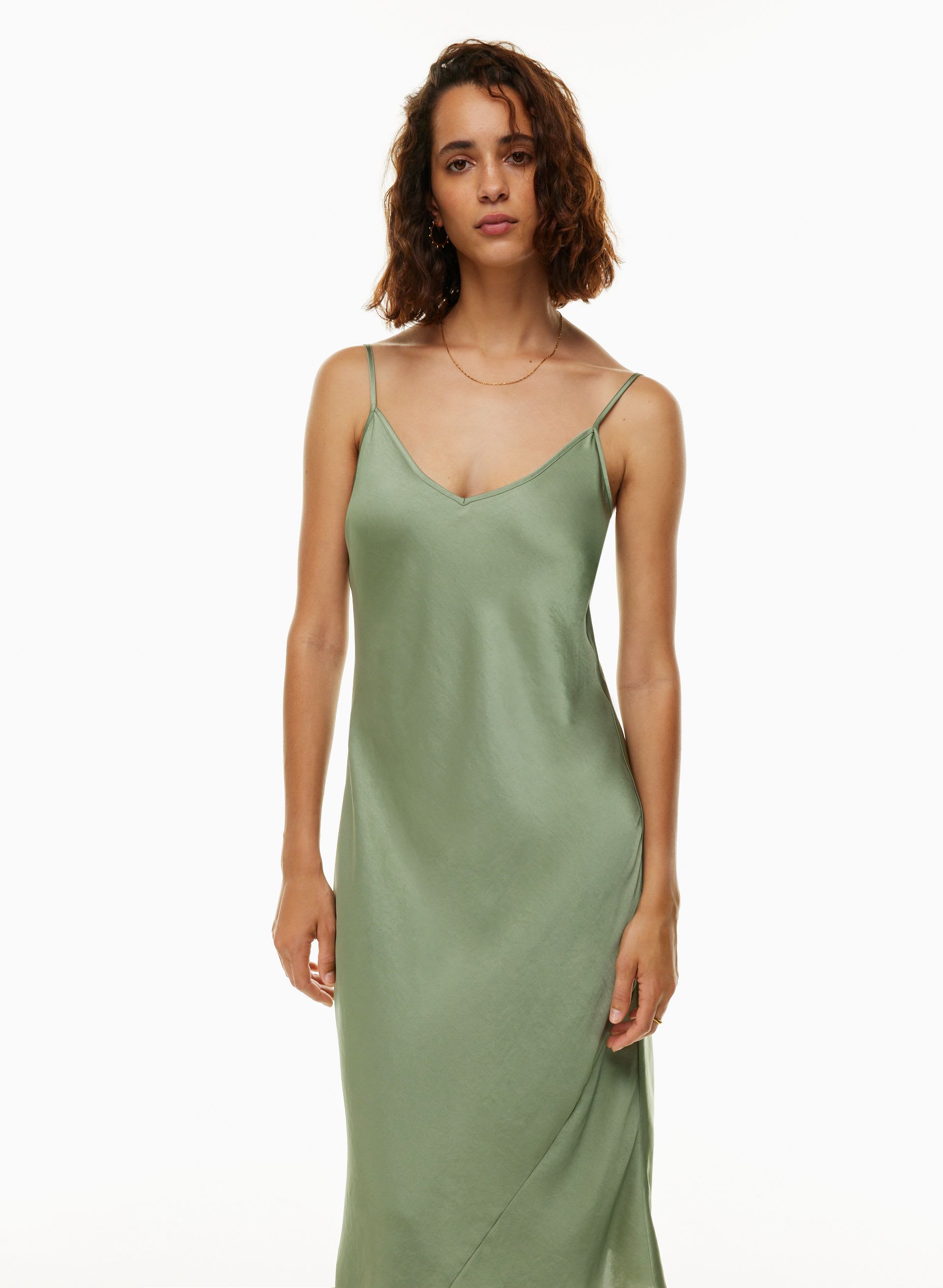 ONLY SLIP SATIN MIDI DRESS | Aritzia