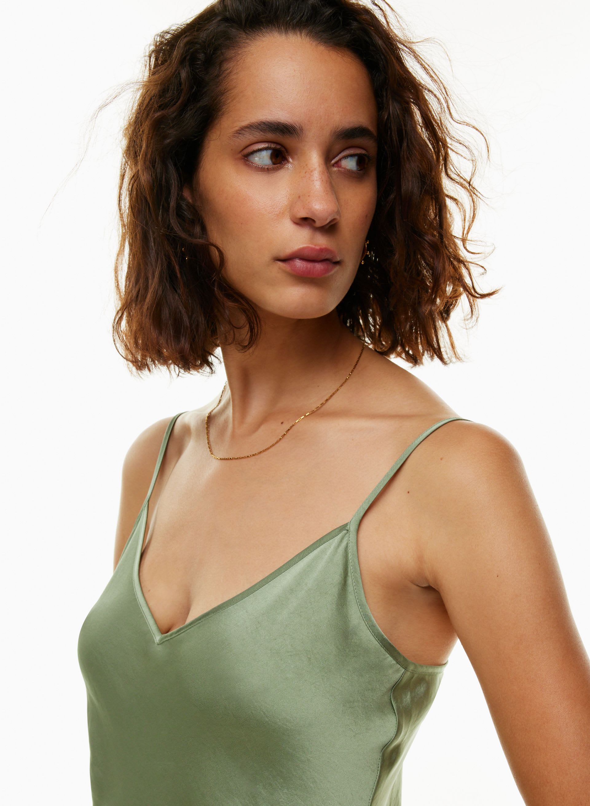 ONLY SLIP SATIN MIDI DRESS | Aritzia