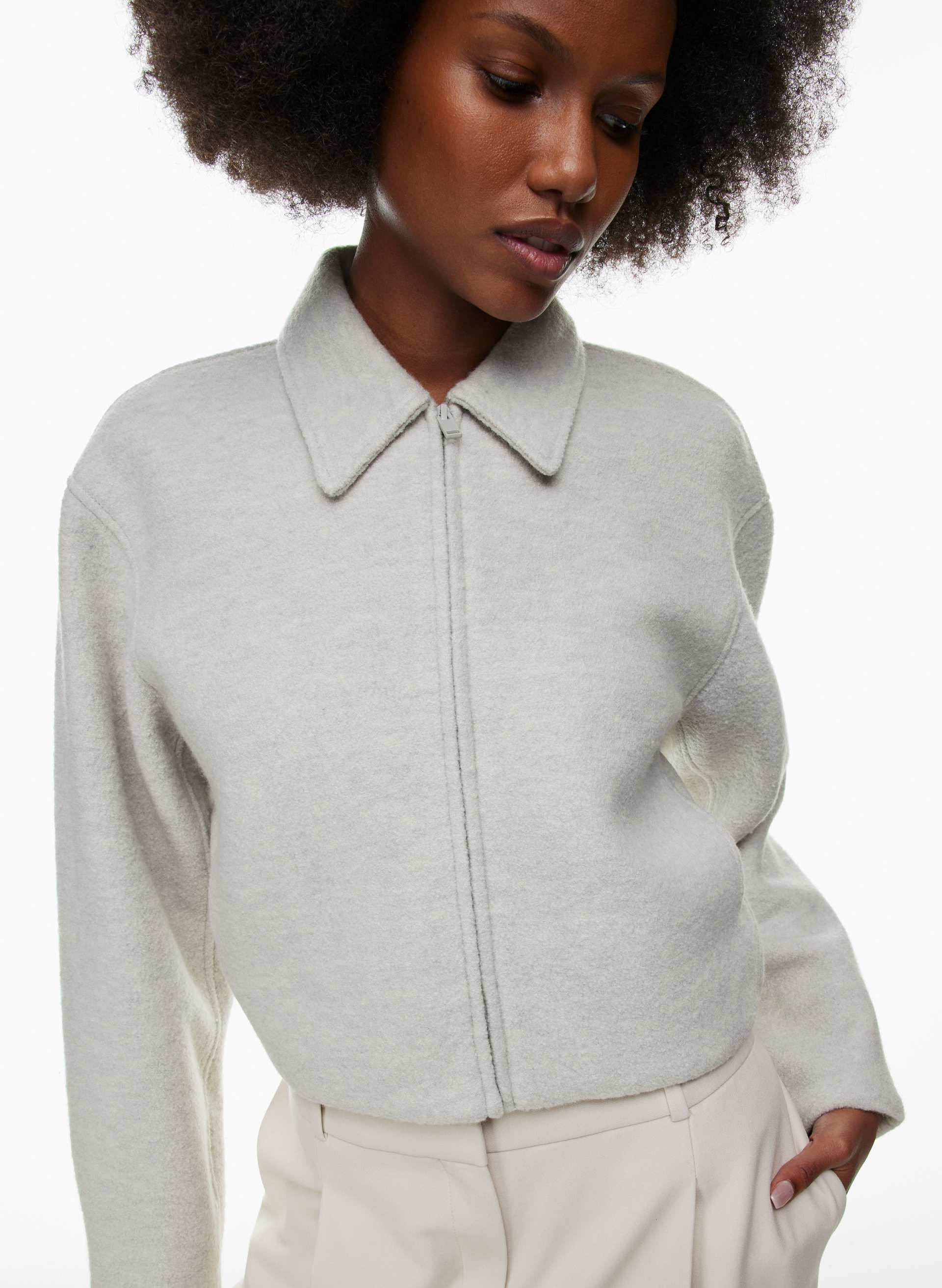 BLOUSON D'AVIATEUR BRITANNIA EN LAINE MÉRINOS | Aritzia