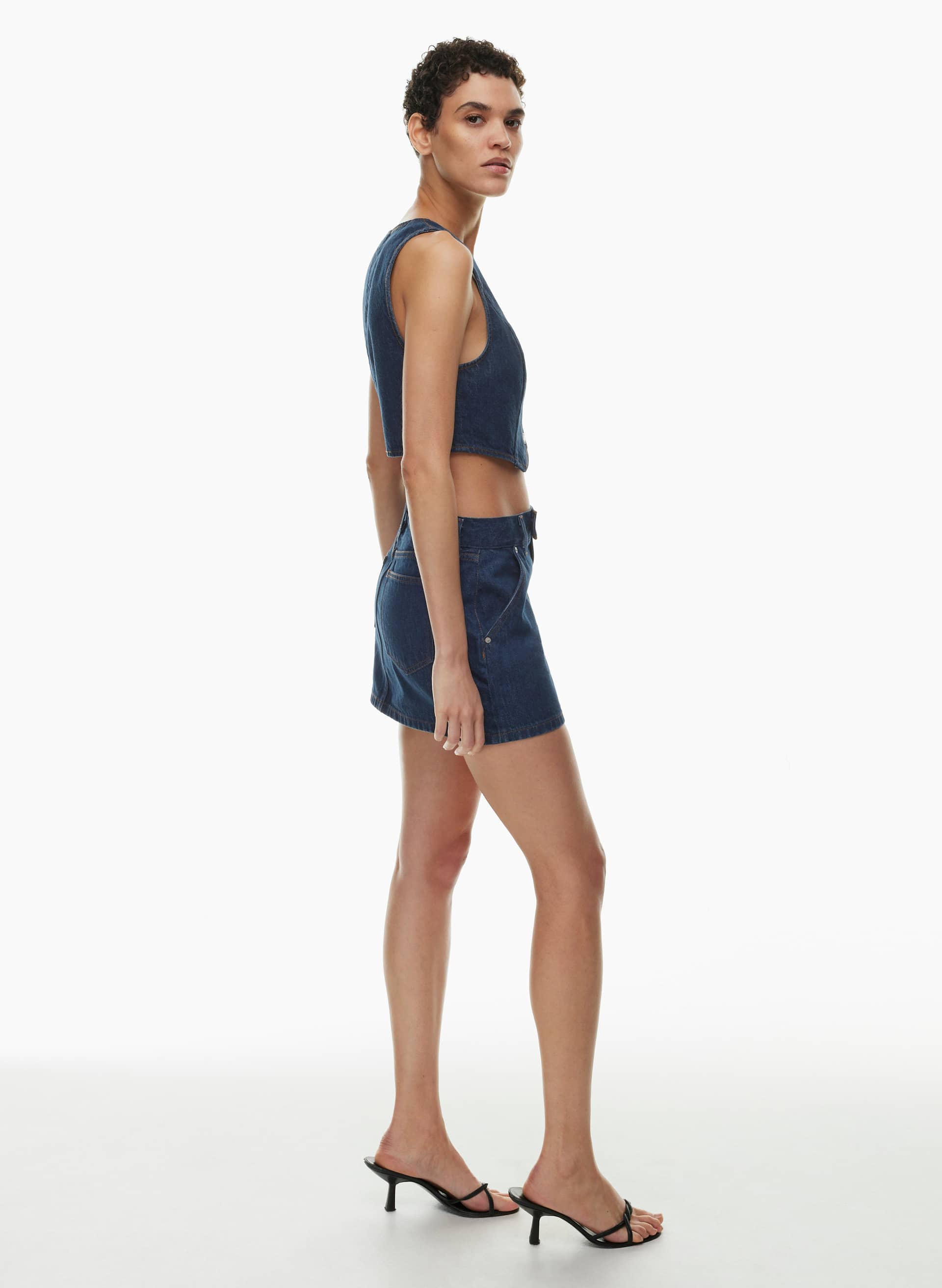 Denim Forum The '90s Mia Cropped Denim Vest | Aritzia CA