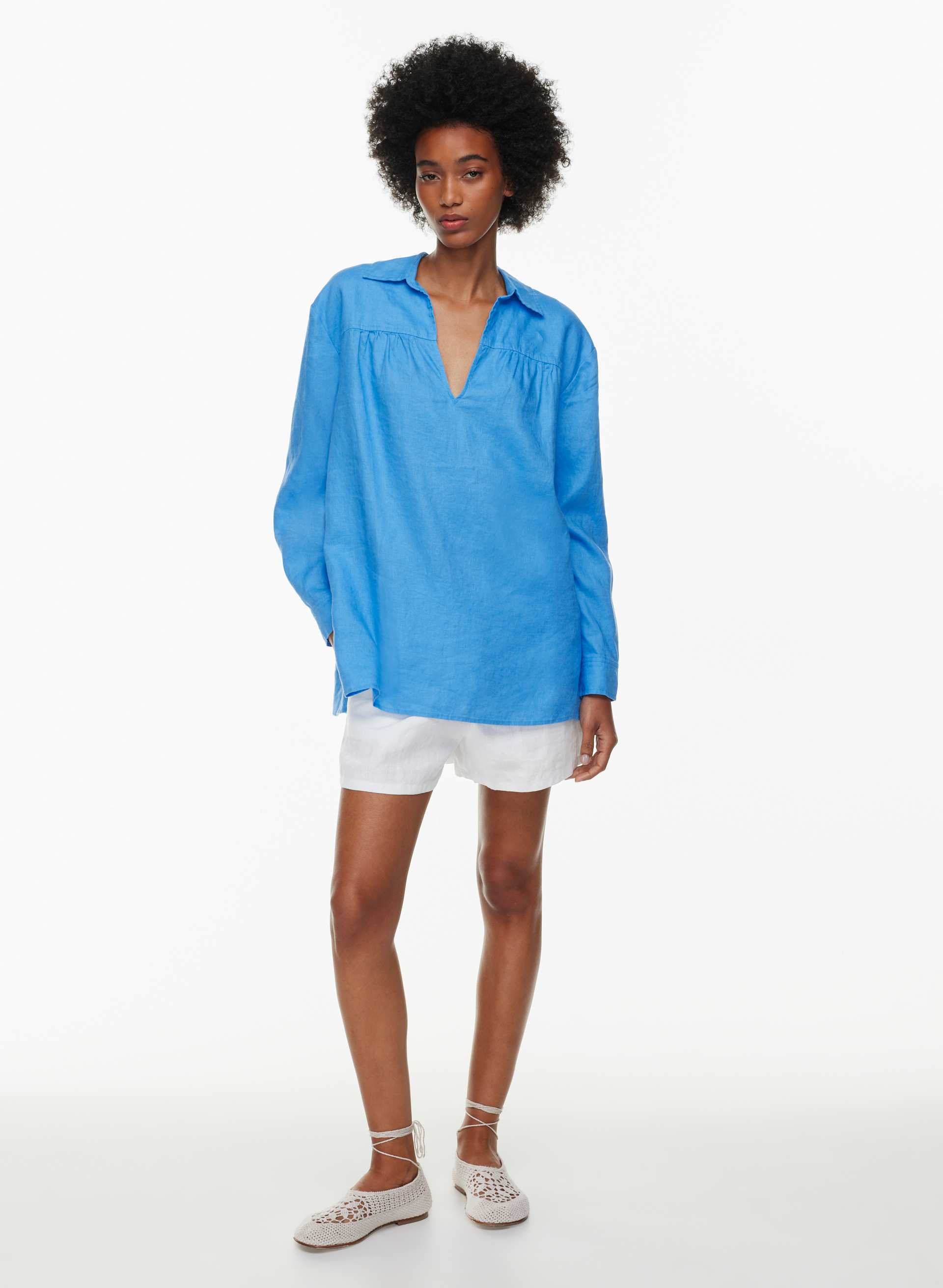 SEAFRONT LINEN BLOUSE | Aritzia