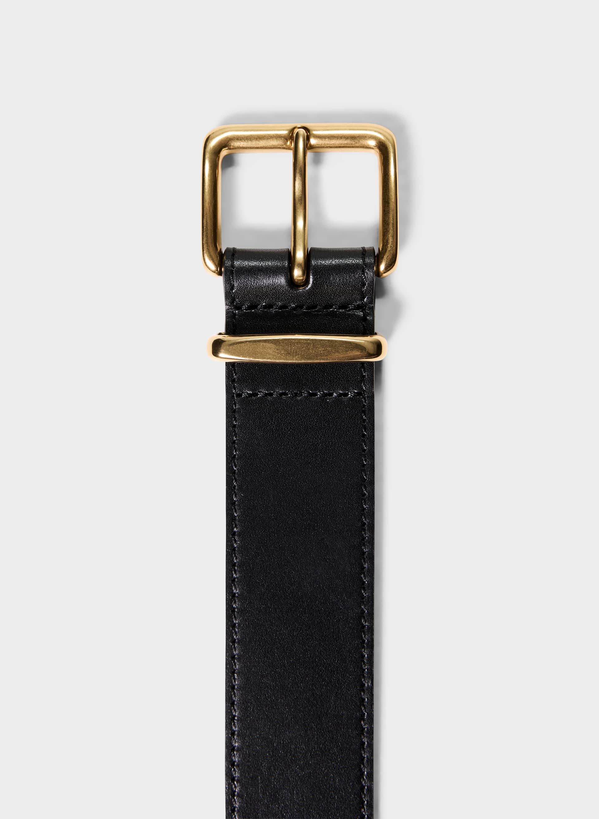 EMBLEM SOLID BRASS LEATHER WIDE BELT | Aritzia