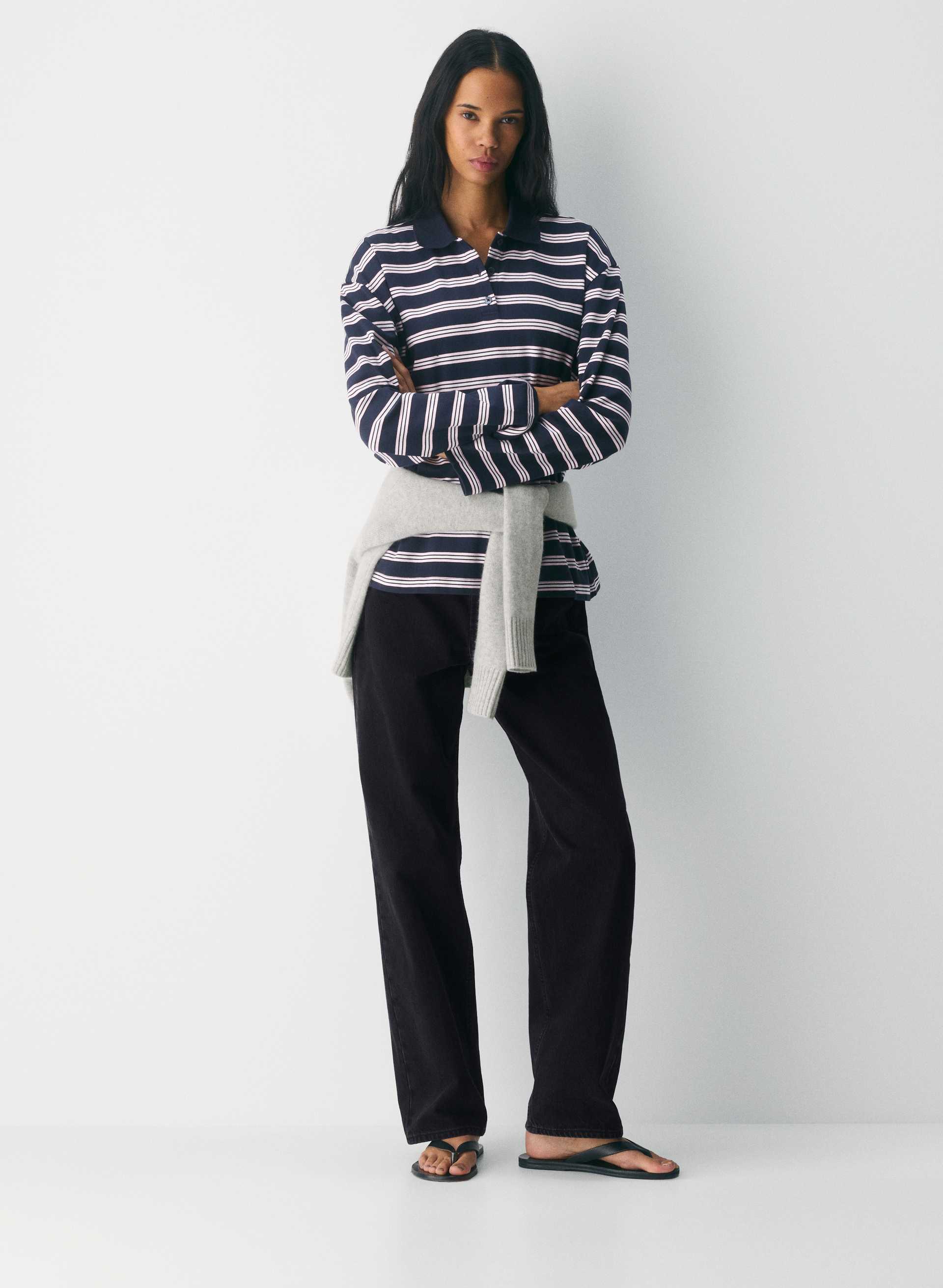 INTERLOCK COTTON ETON LONGSLEEVE | Aritzia
