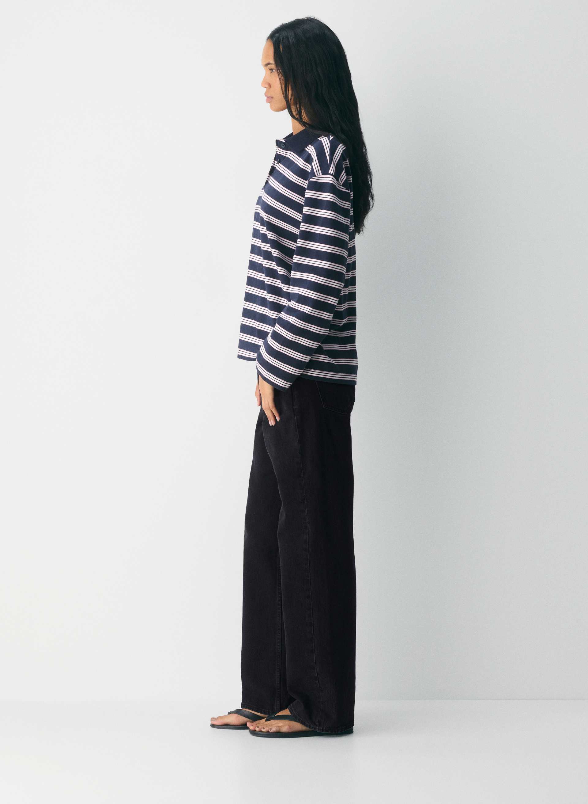 INTERLOCK COTTON ETON LONGSLEEVE | Aritzia