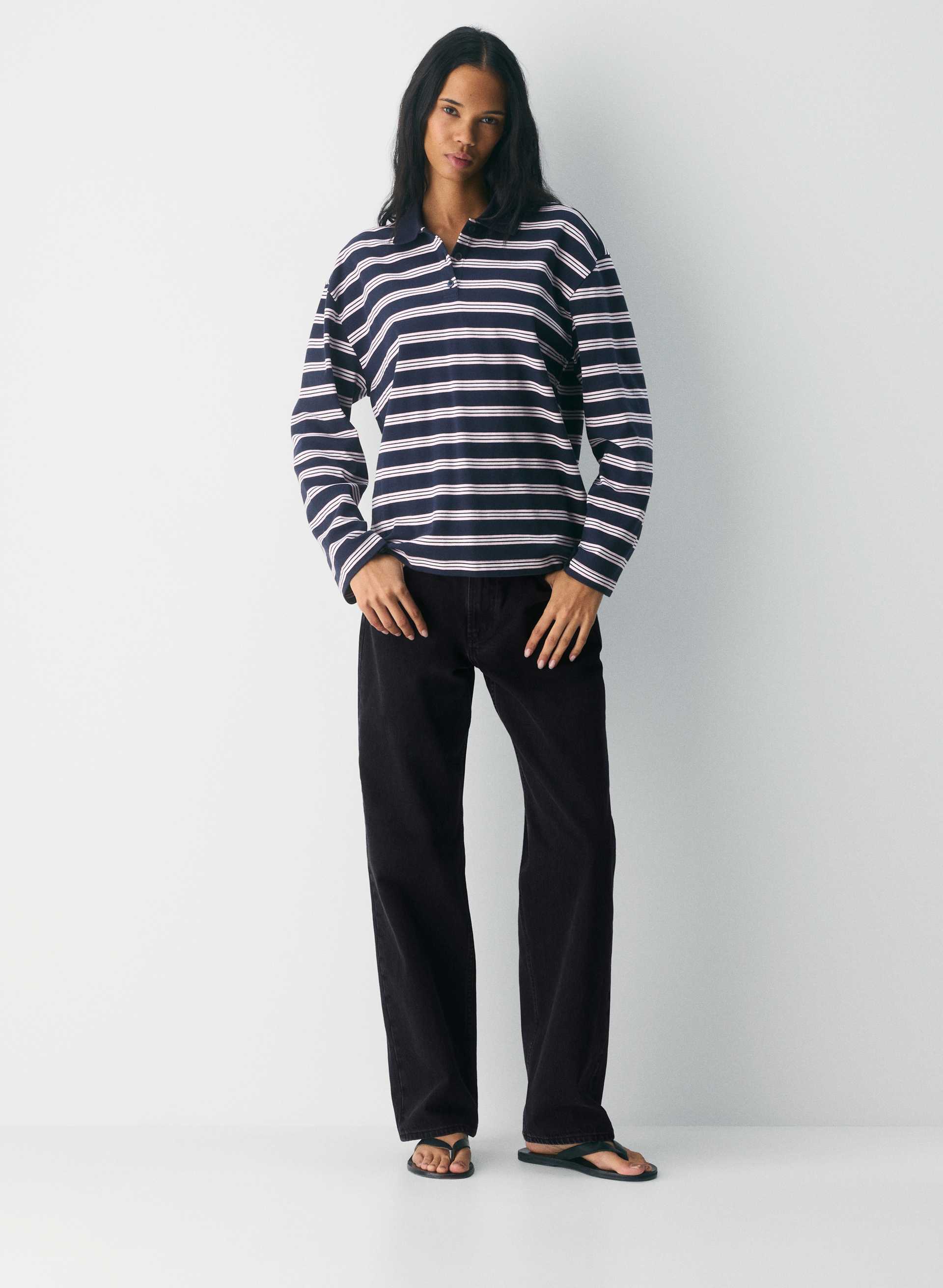 INTERLOCK COTTON ETON LONGSLEEVE | Aritzia