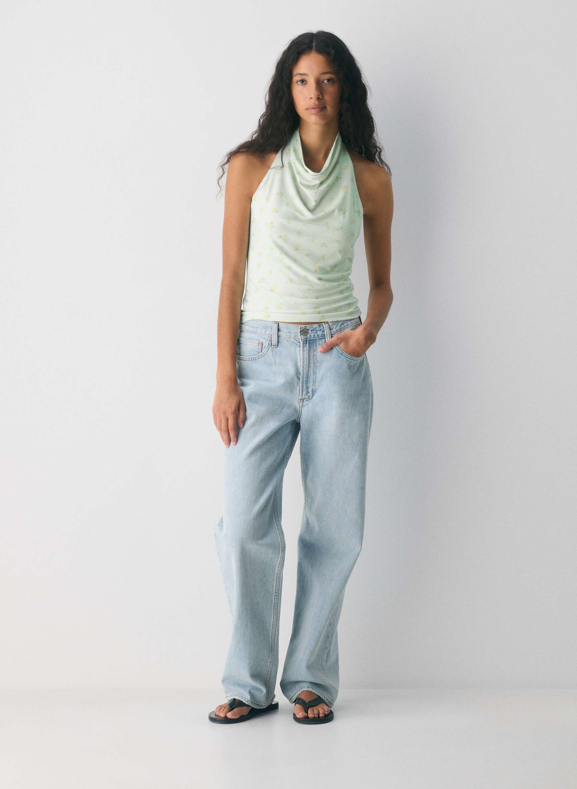 SMOOTH MATTER™ TOWER HALTER TOP - Lined, opaque cowlneck halter top. 