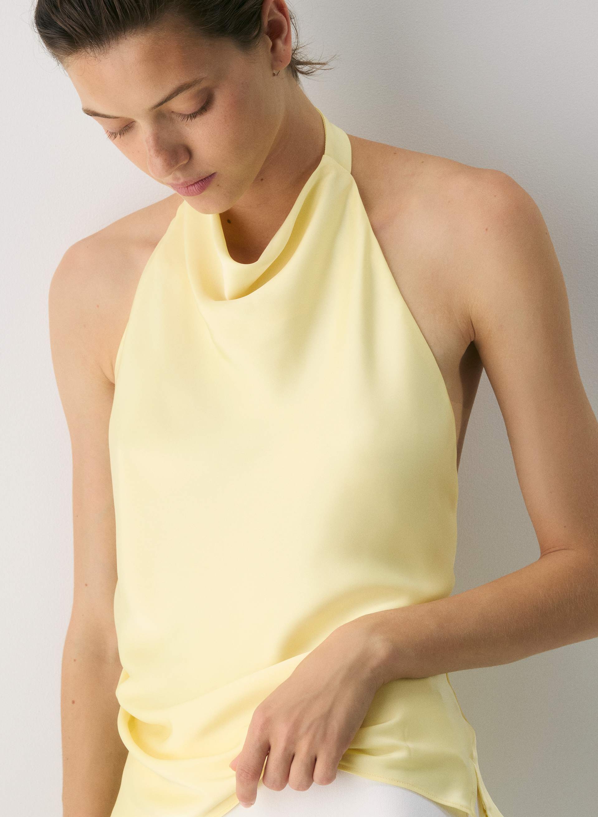 AUDIENCE SATIN HALTER TOP | Aritzia