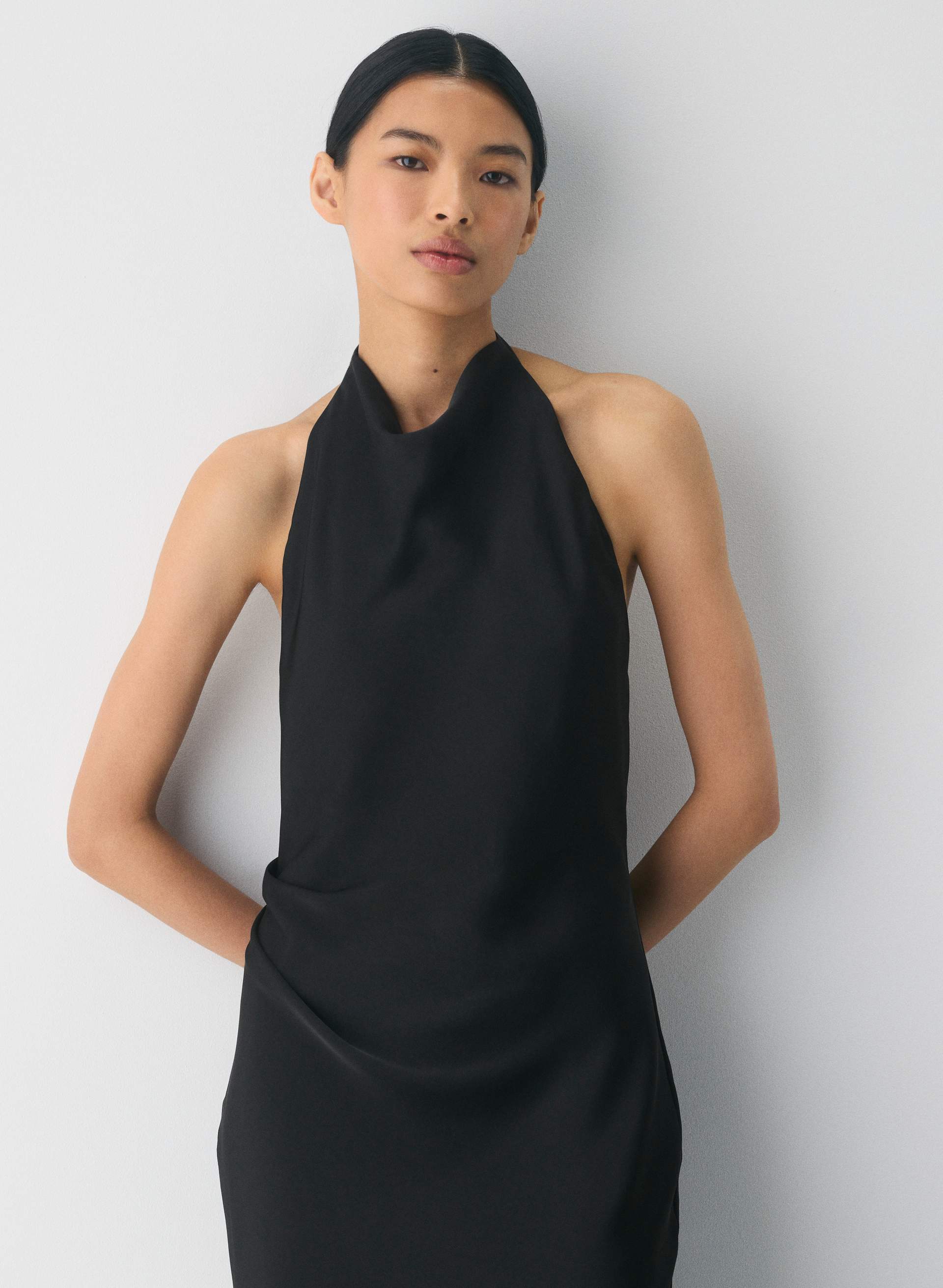 AUDIENCE SATIN MAXI HALTER DRESS | Aritzia