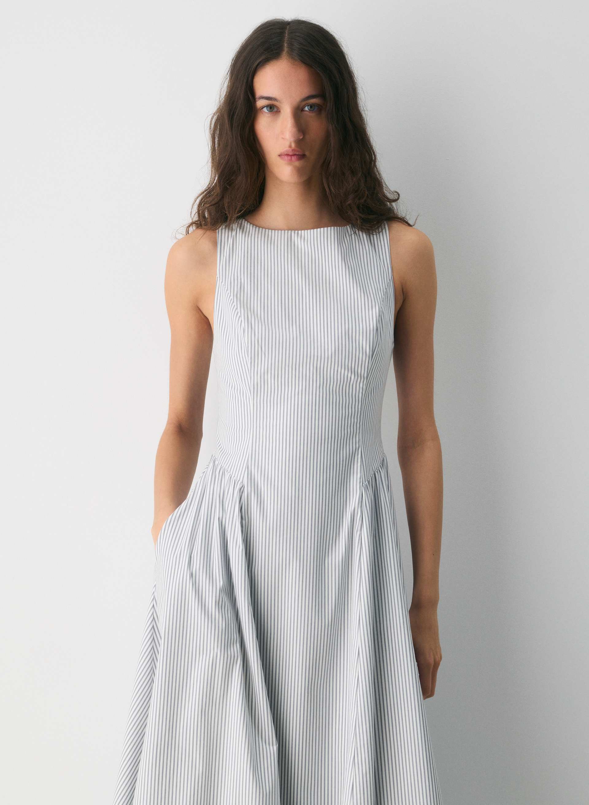 sachin and babi light blue dress Liam in Grey and White Stripe Shirt in White Collar & Cuff, 16 36/37