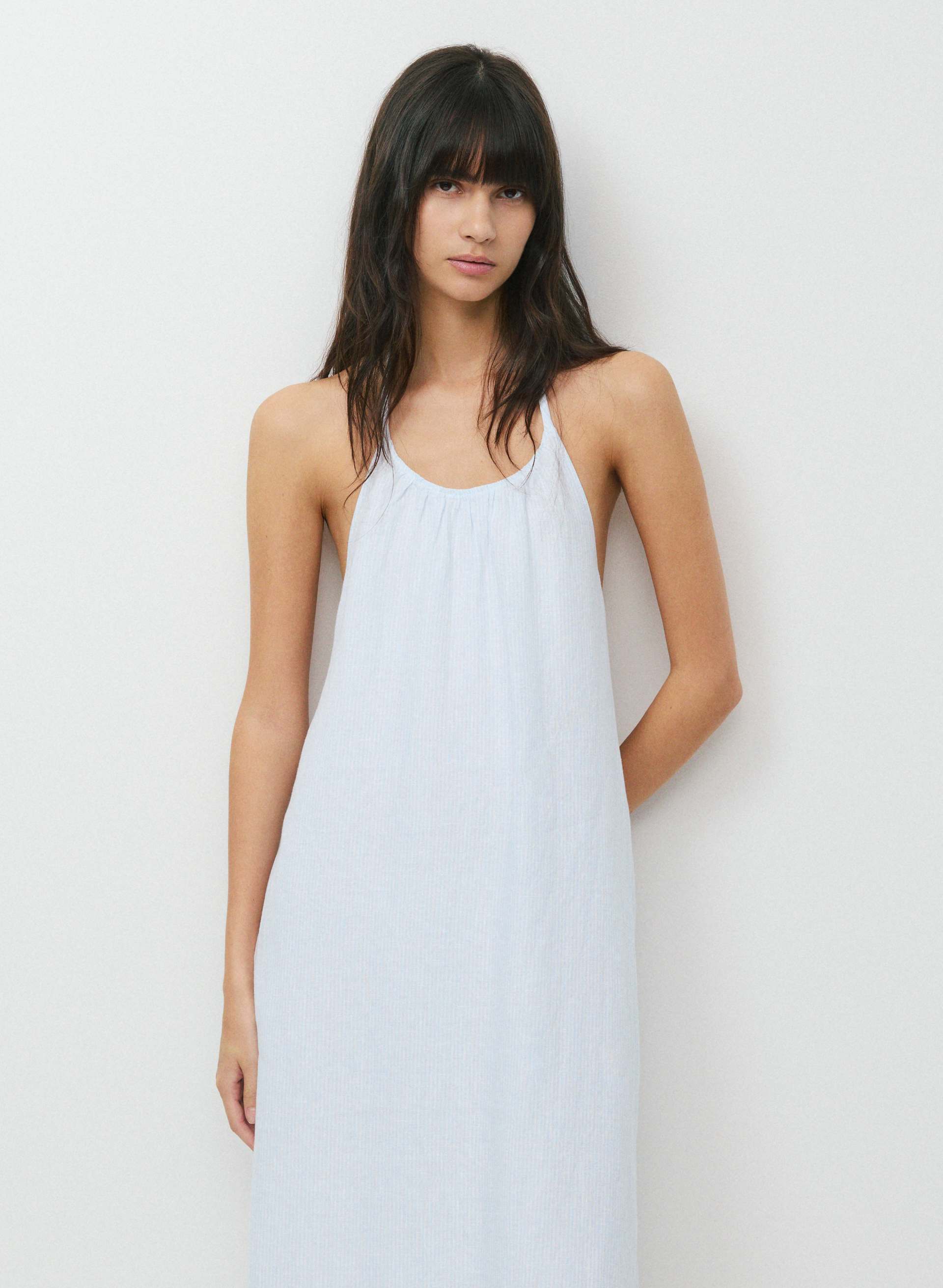 SUNPOST LINEN HALTER DRESS | Aritzia