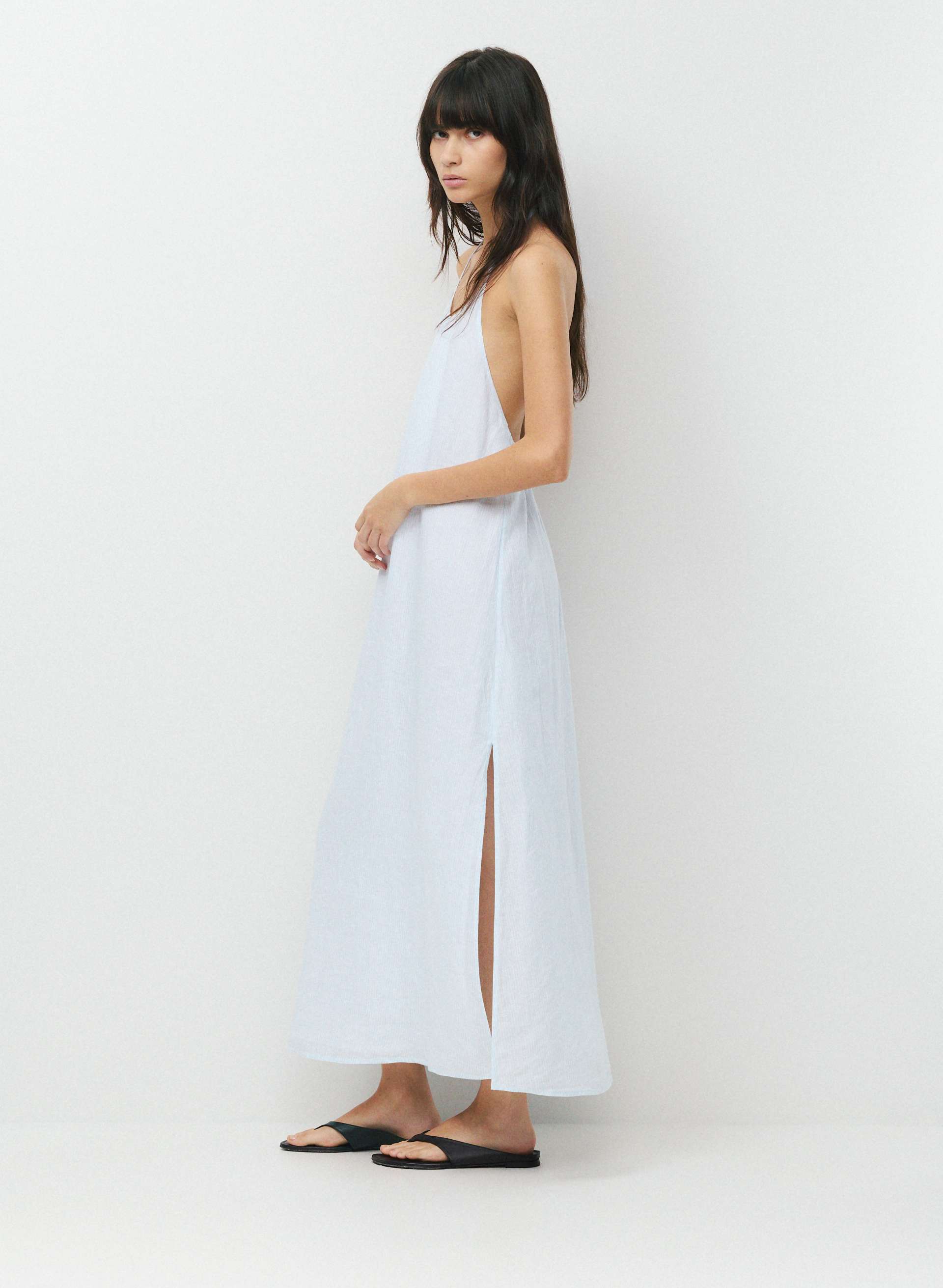 SUNPOST LINEN HALTER DRESS | Aritzia