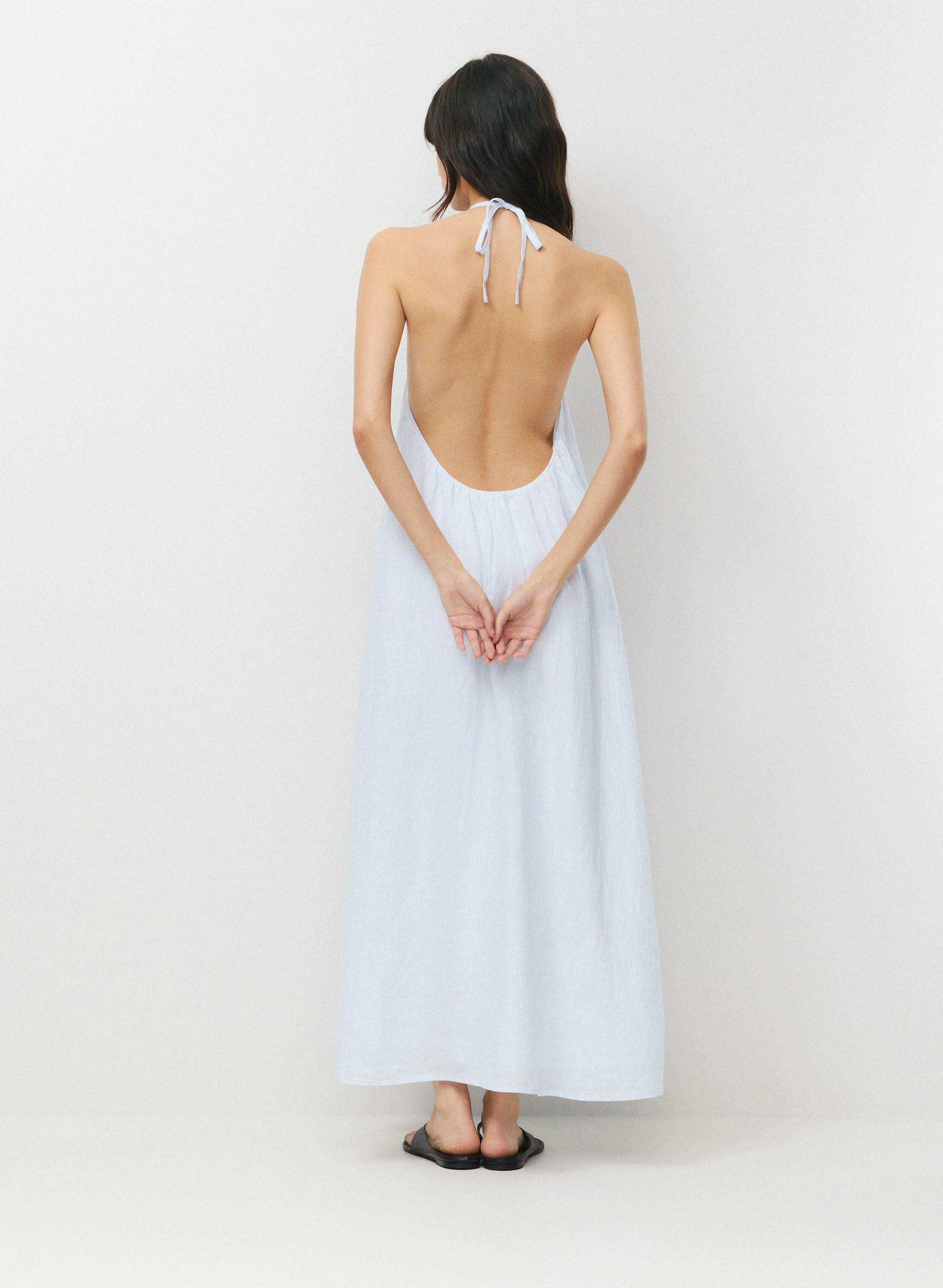 SUNPOST LINEN HALTER DRESS | Aritzia