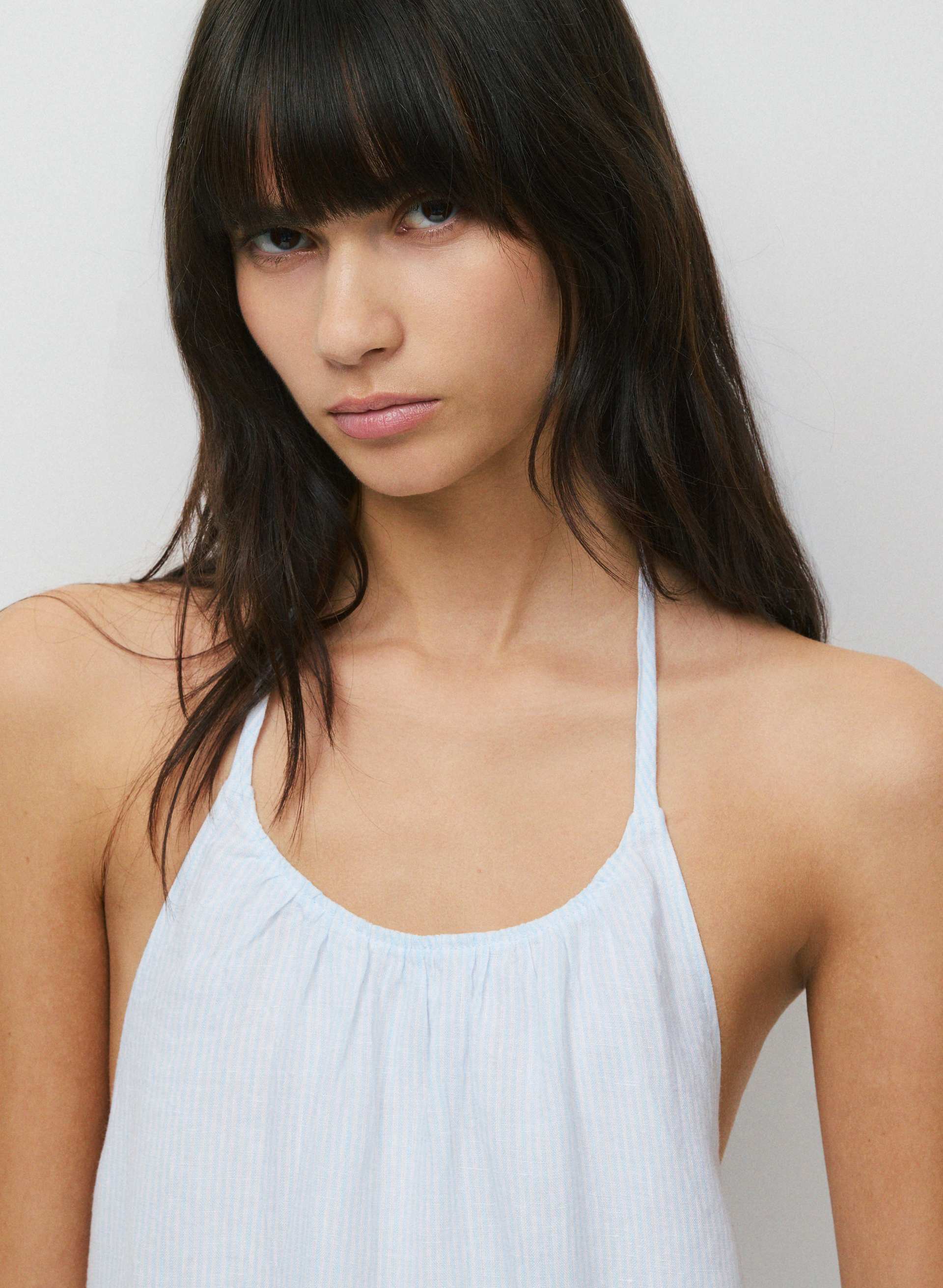 SUNPOST LINEN HALTER DRESS | Aritzia