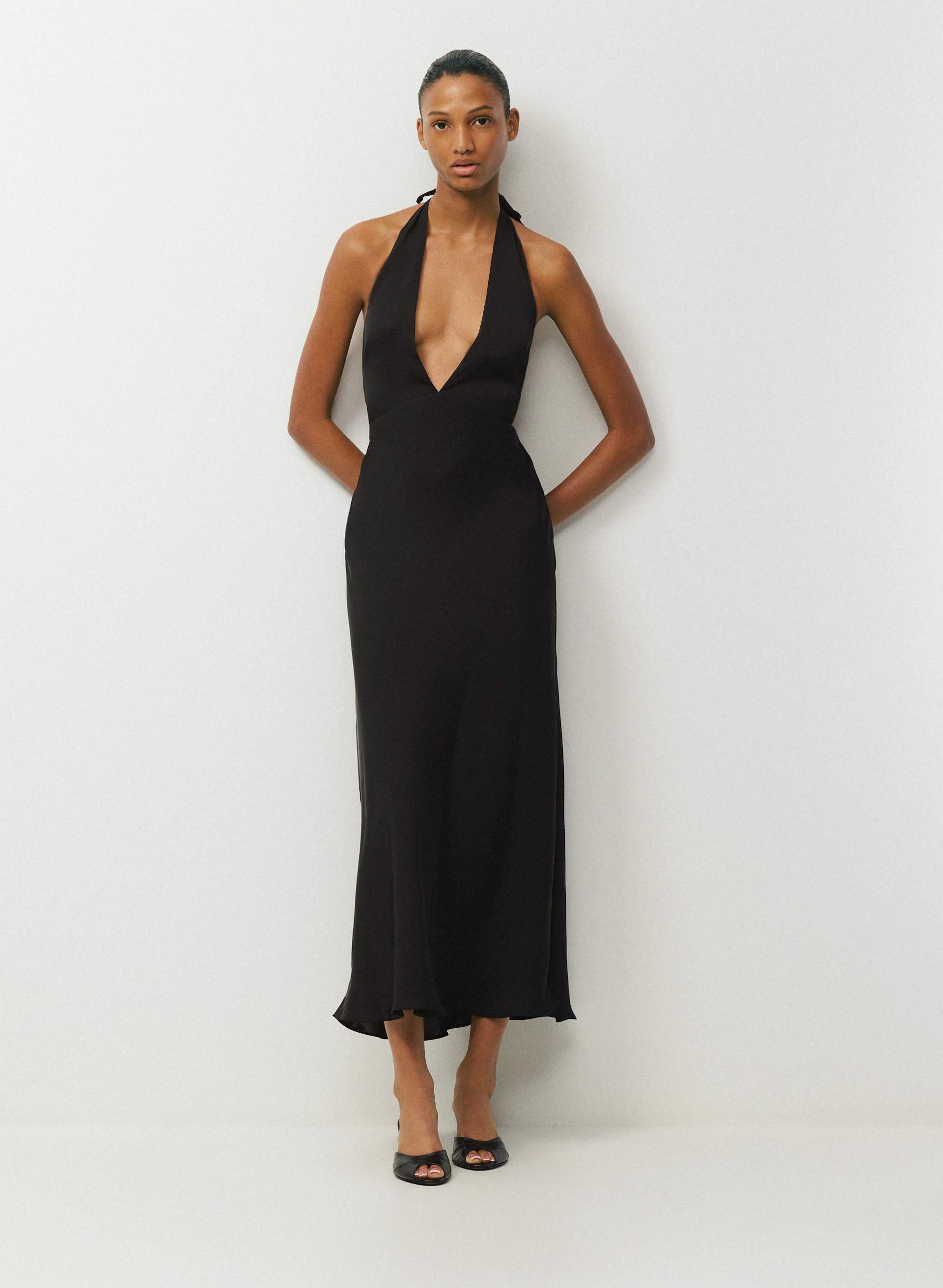 NIGHTSCAPE SATIN HALTER DRESS | Aritzia