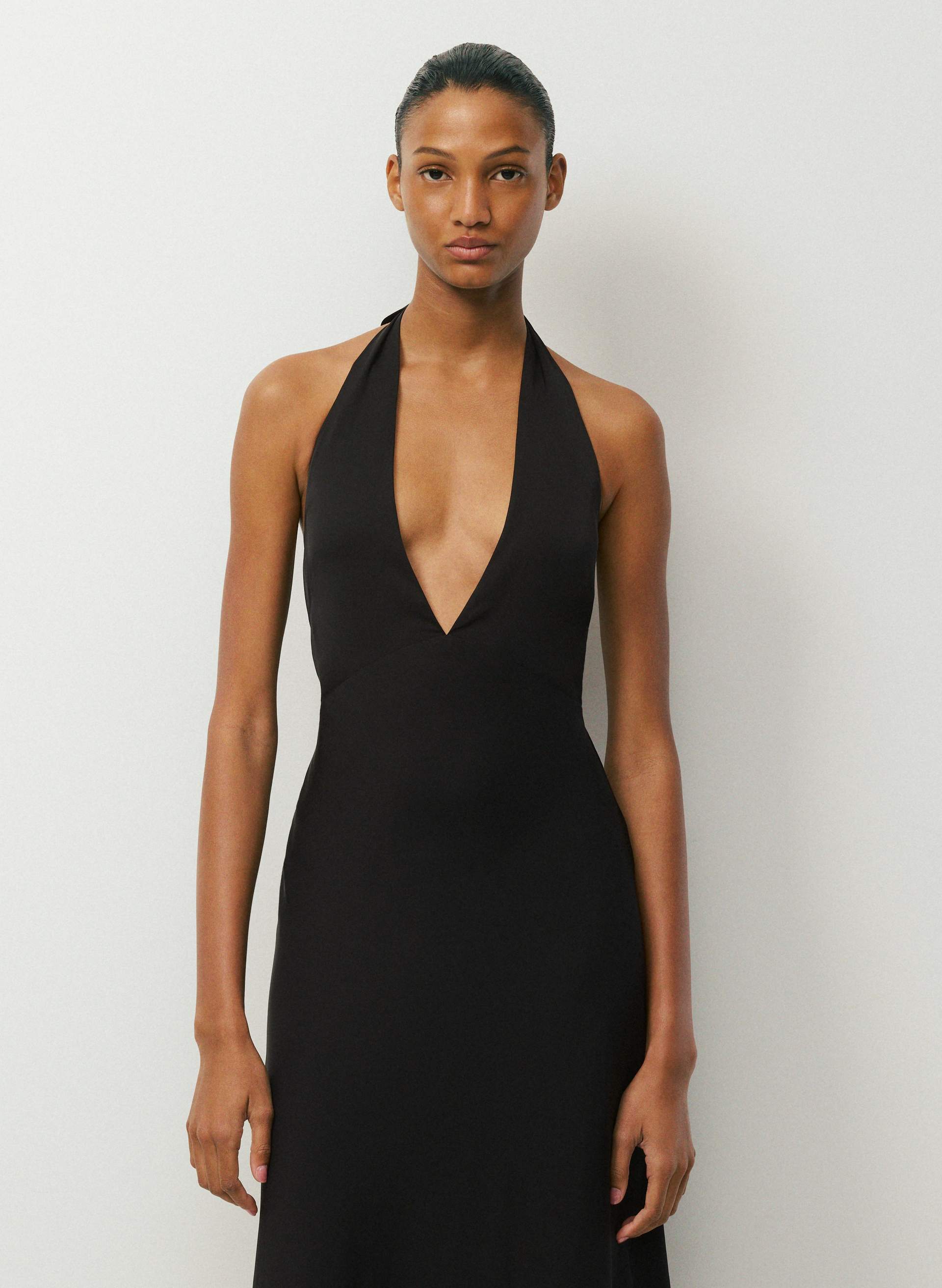 NIGHTSCAPE SATIN HALTER DRESS | Aritzia