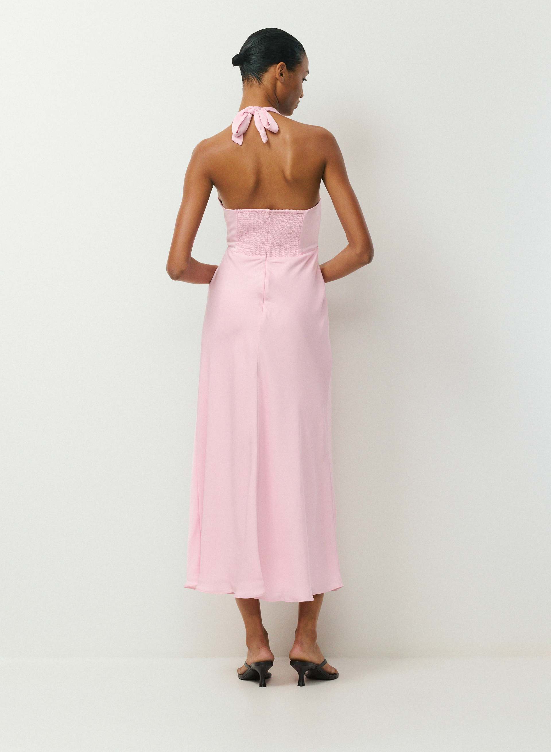 NIGHTSCAPE SATIN HALTER DRESS | Aritzia