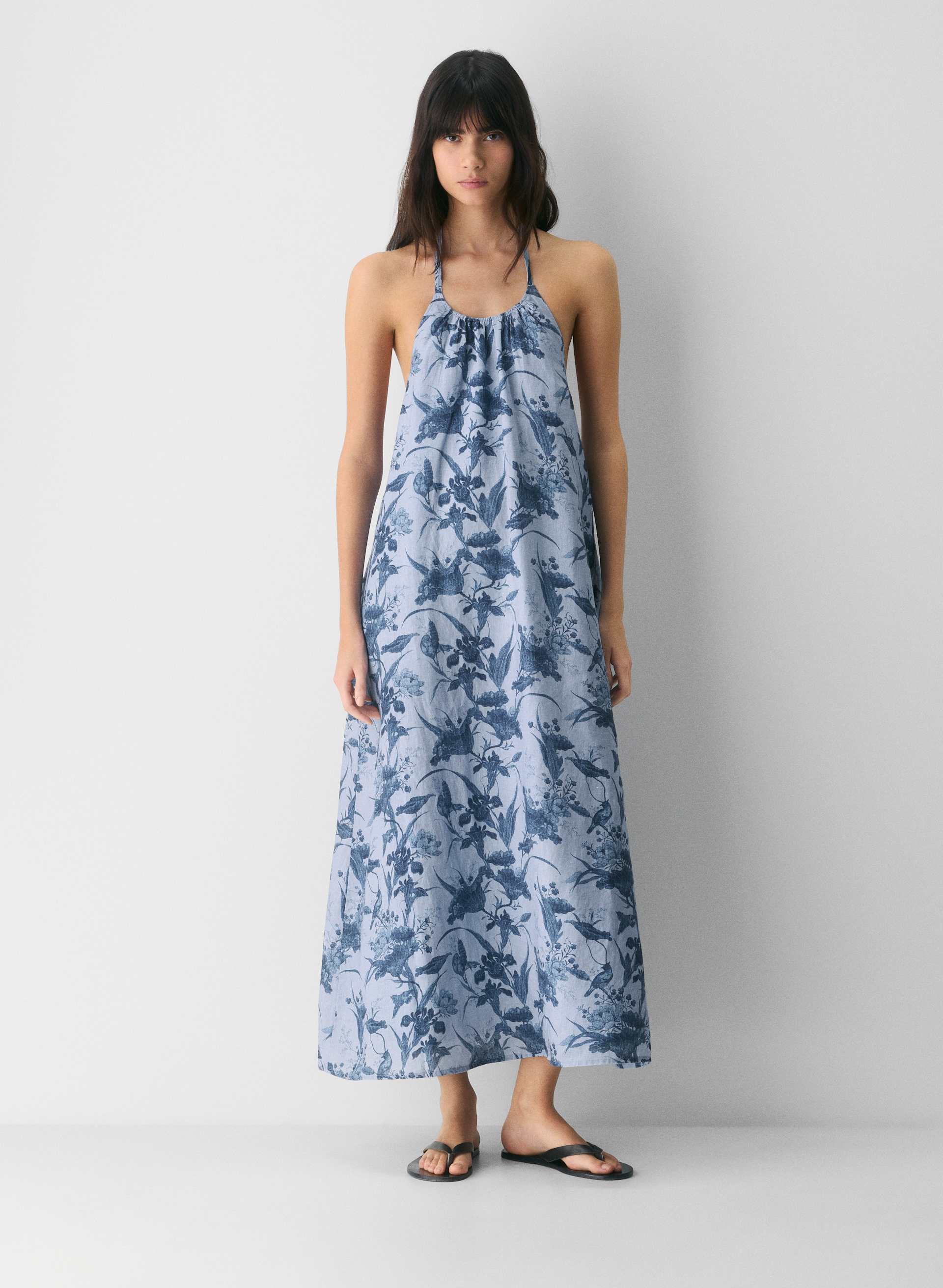 SUNPOST LINEN HALTER DRESS | Aritzia