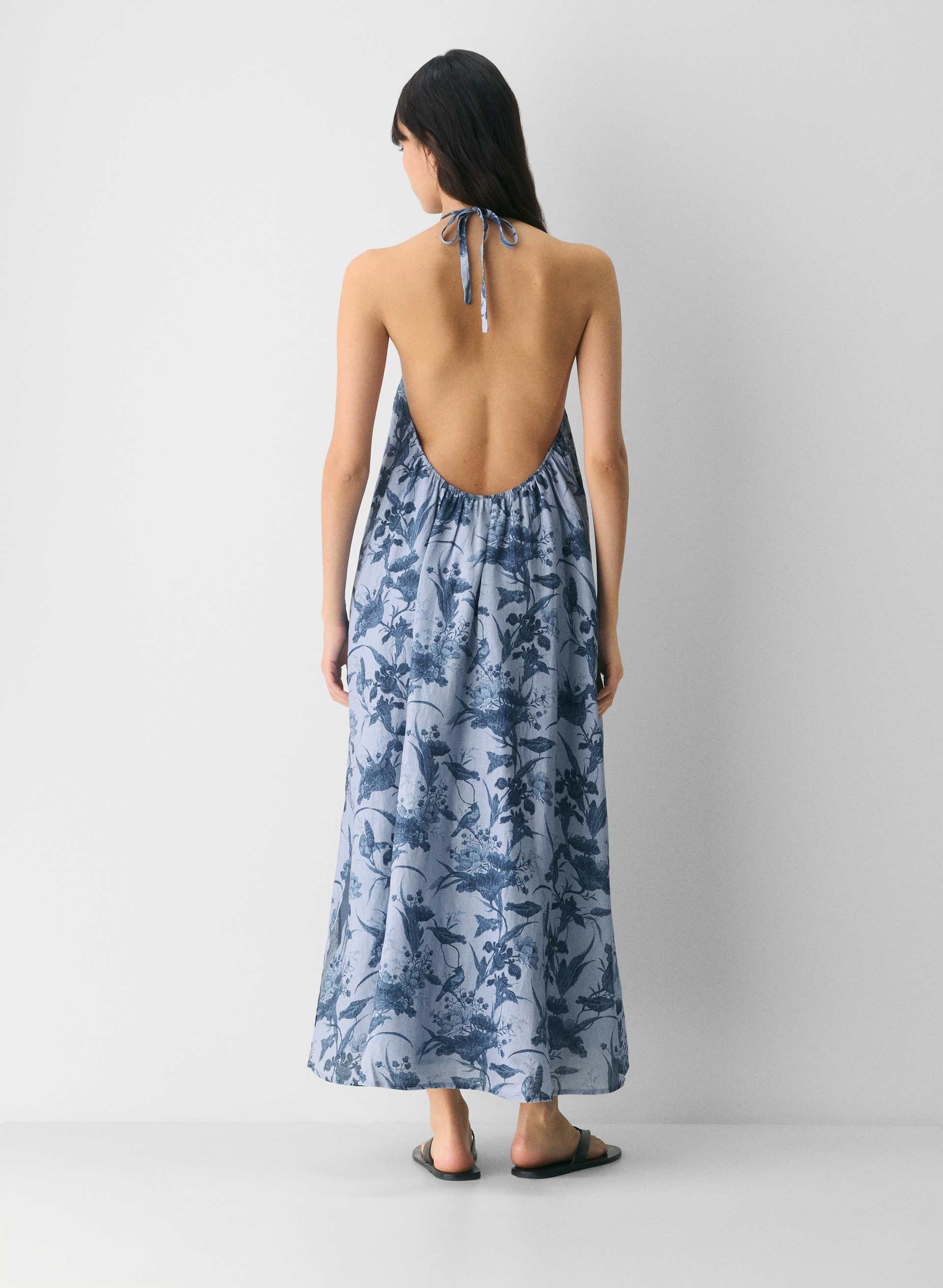 SUNPOST LINEN HALTER DRESS | Aritzia