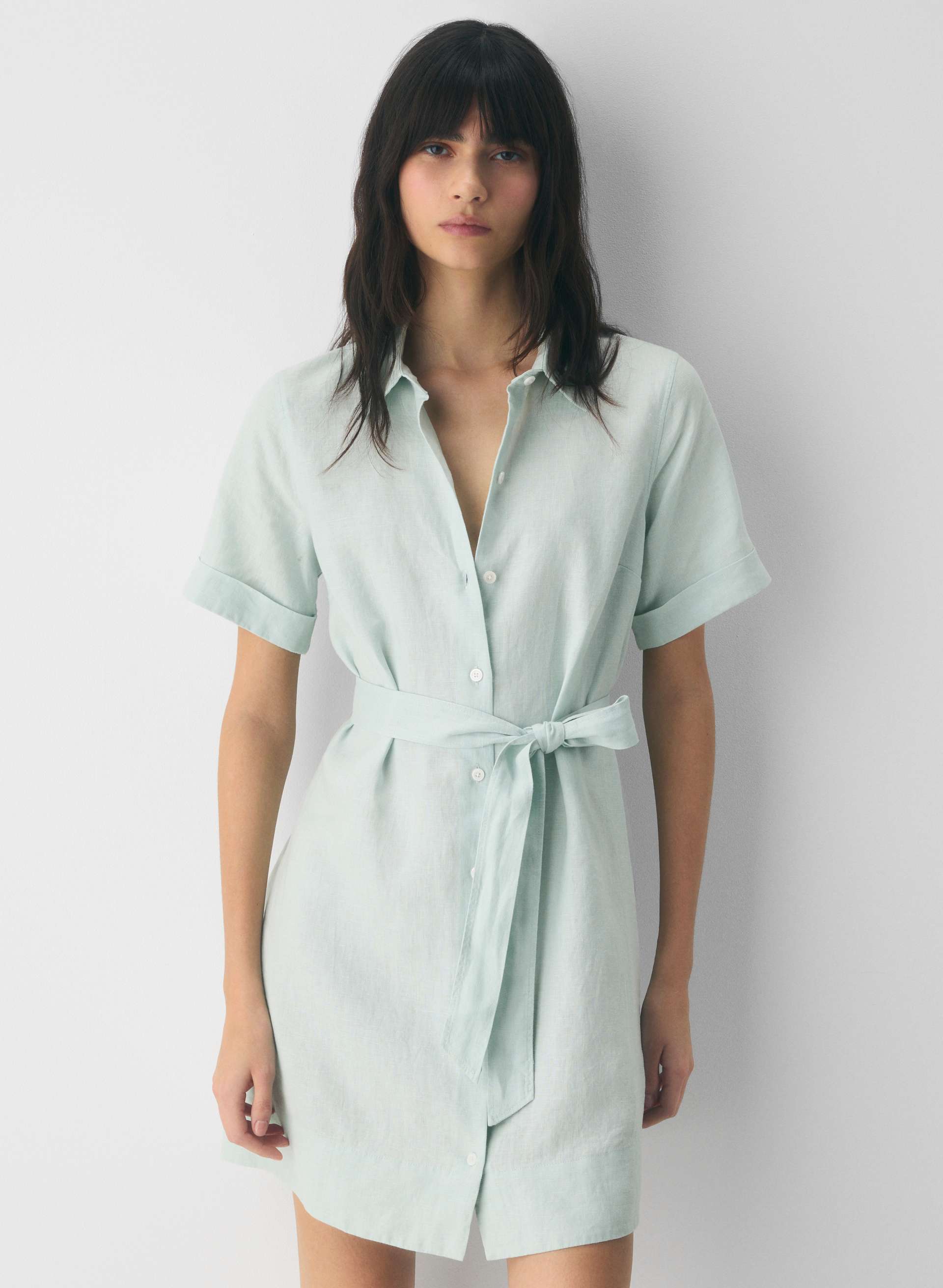 ELETA LINEN MINI DRESS | Aritzia