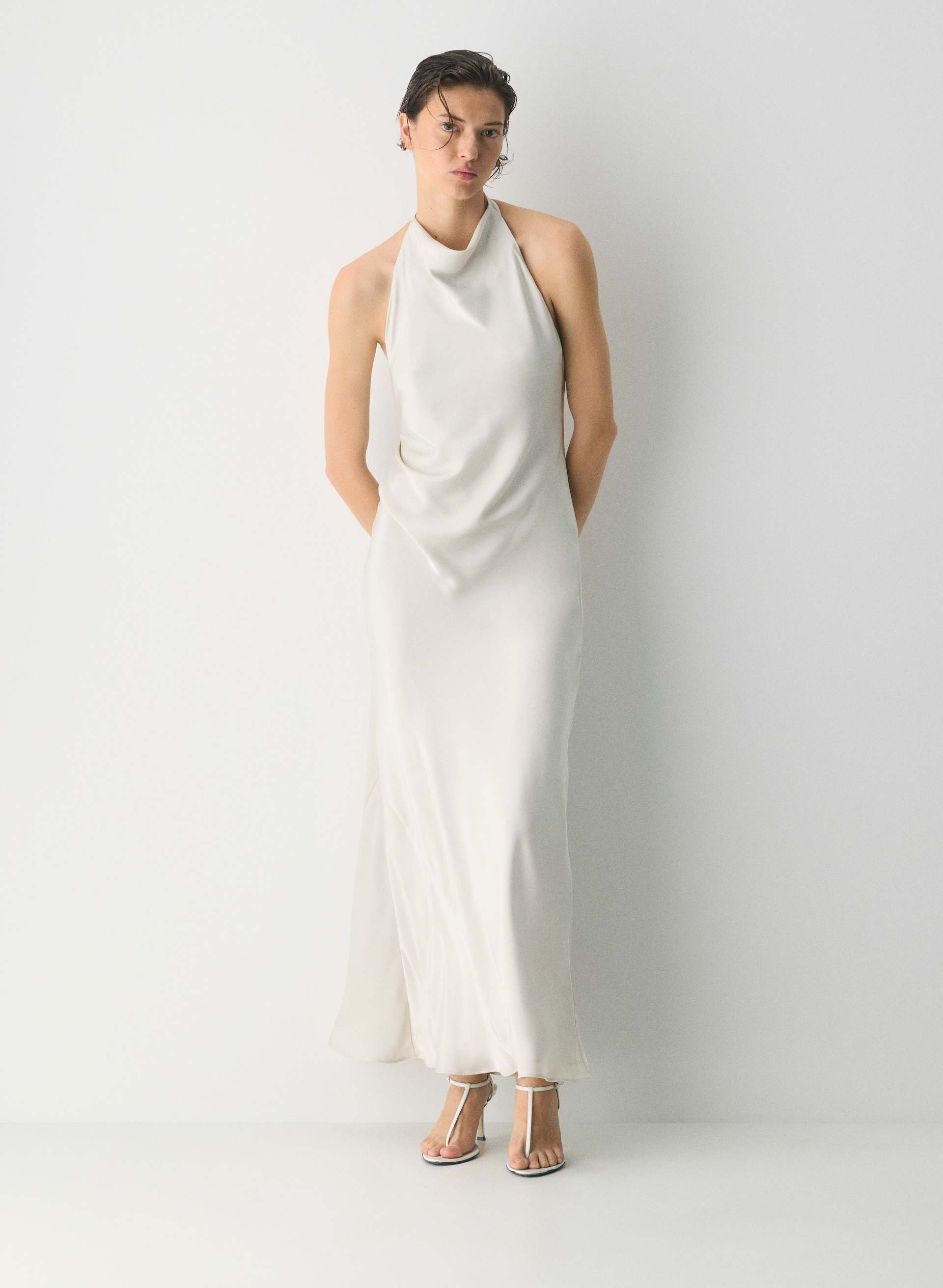 Audience Satin Full Halter Dress | Aritzia US