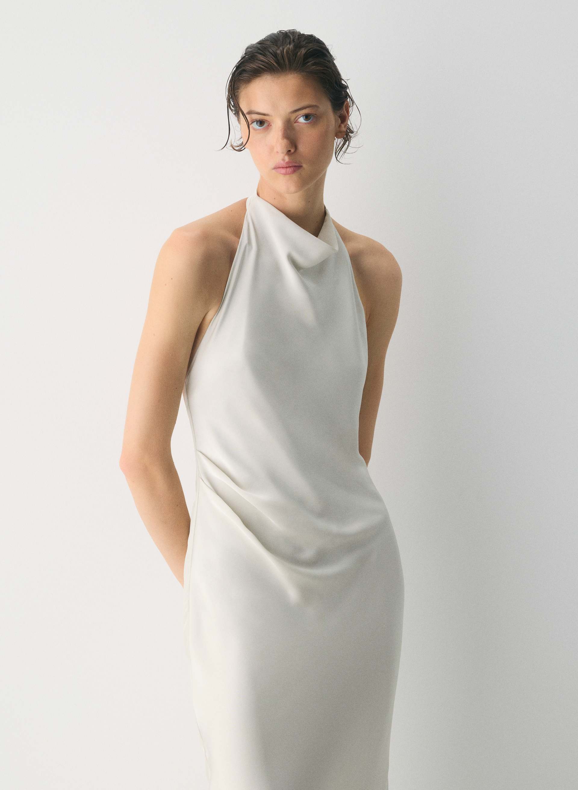 AUDIENCE SATIN FULL HALTER DRESS | Aritzia