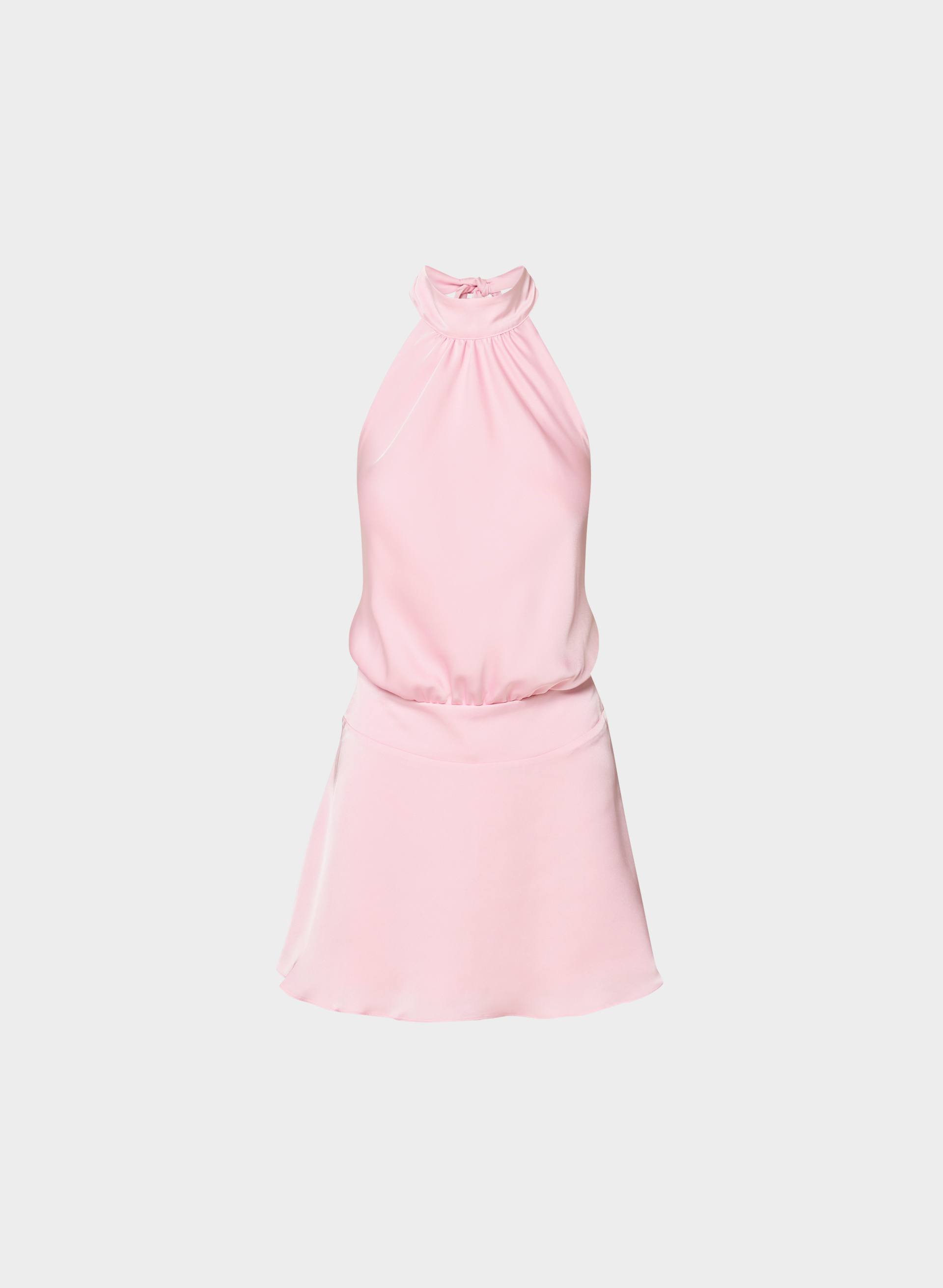 POSSE SATIN DRESS - Double satin tiered micro halter dress. 