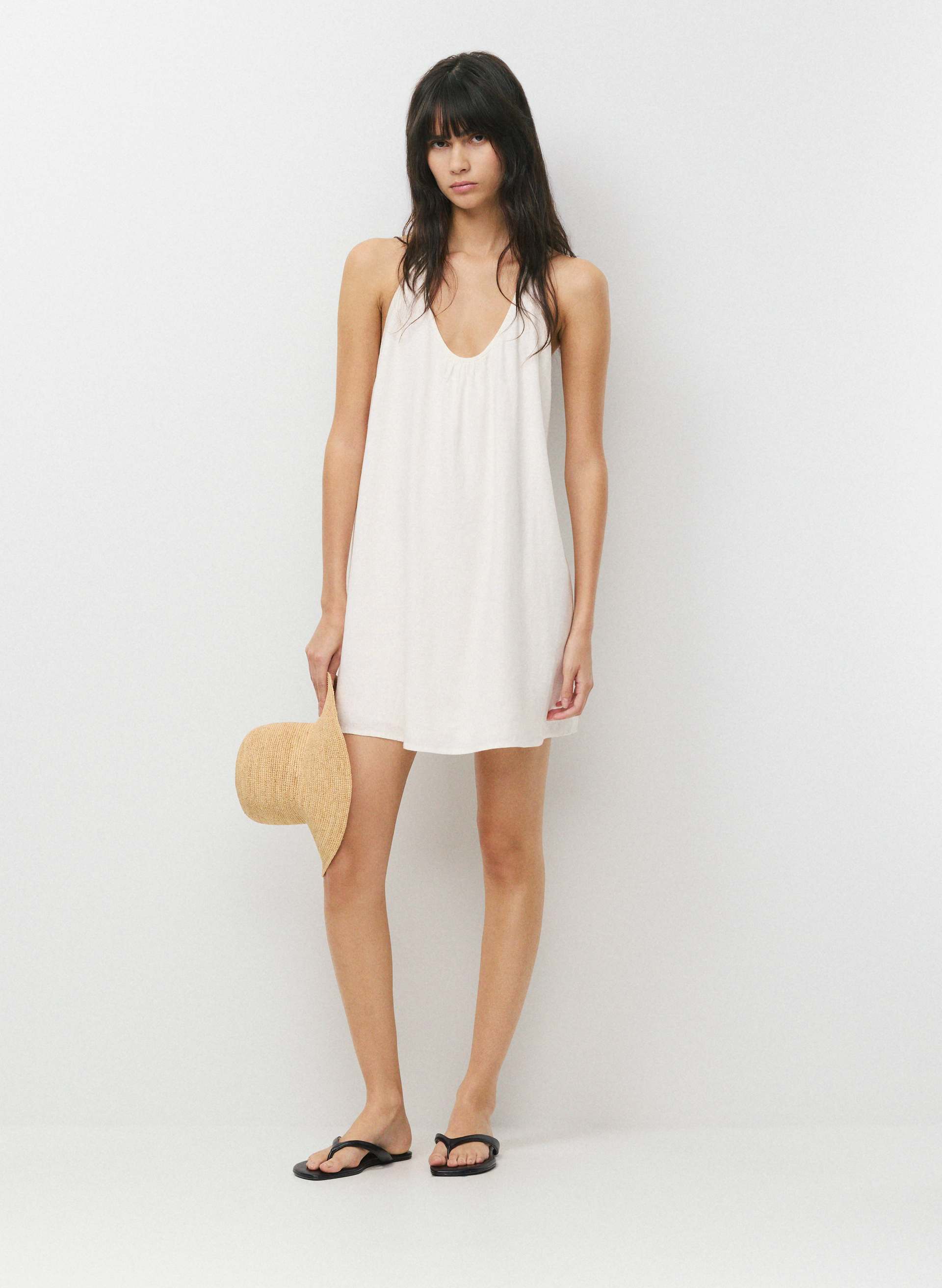 BORA LINEN HALTER DRESS | Aritzia