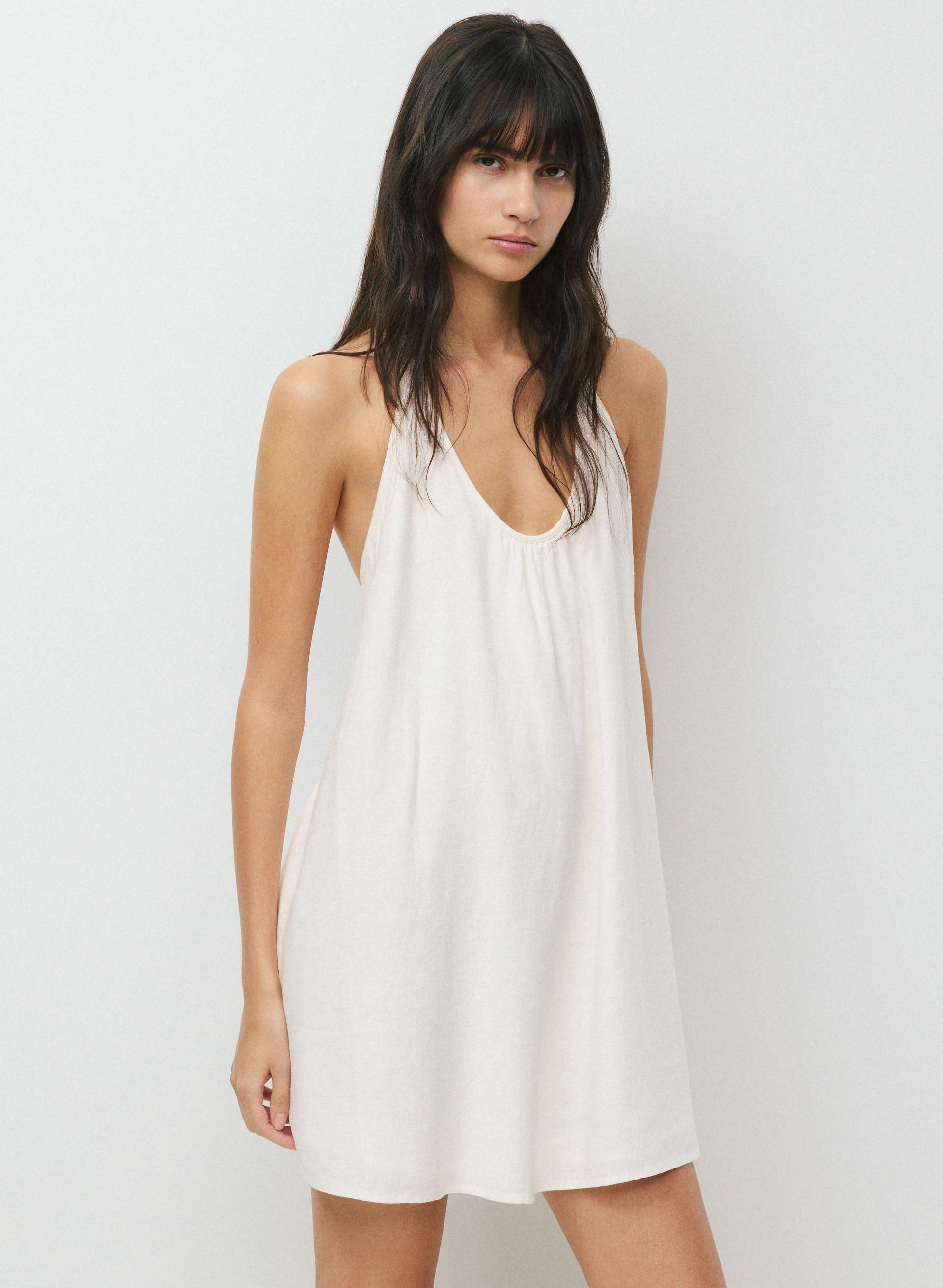 BORA LINEN HALTER DRESS | Aritzia