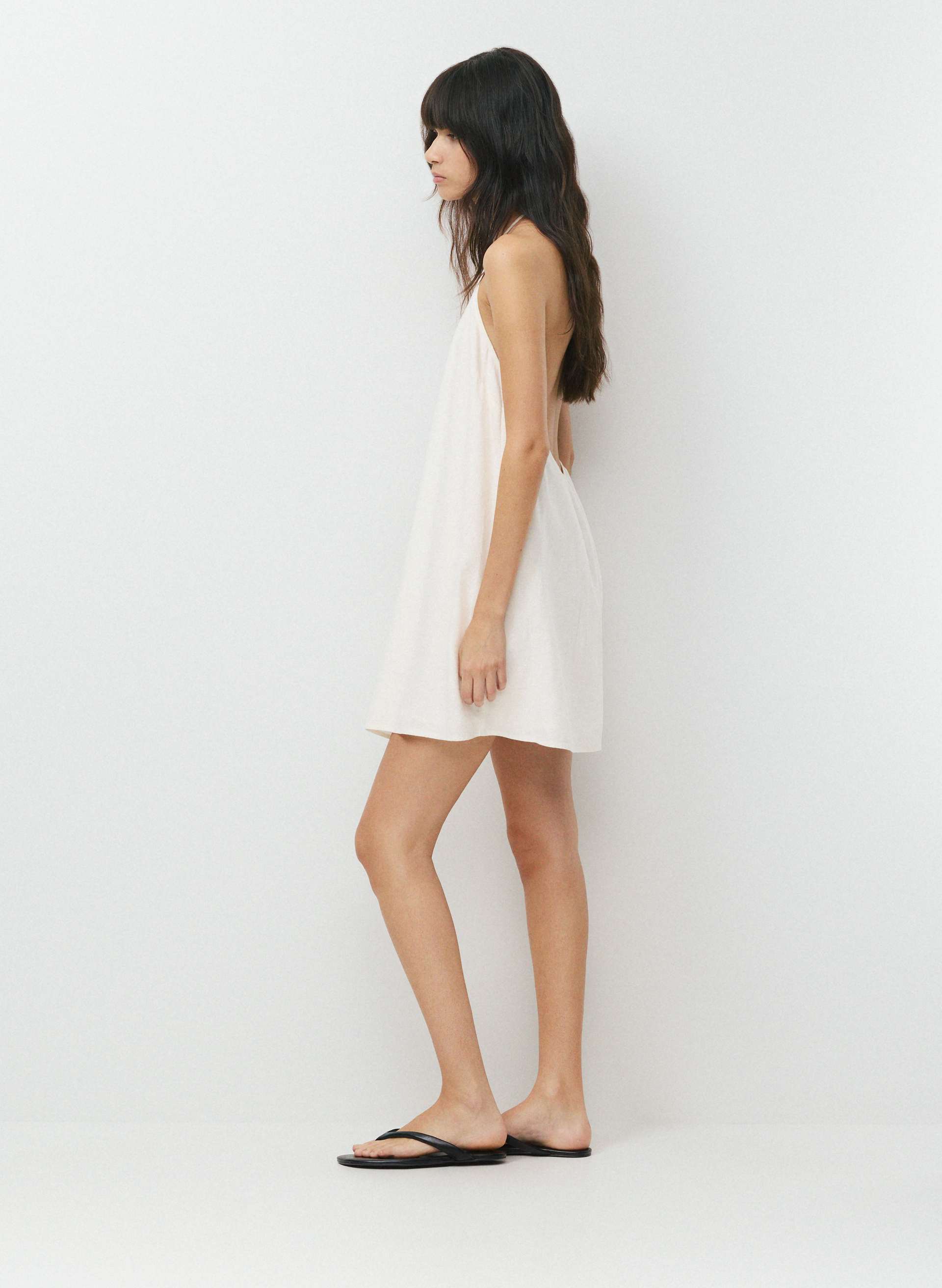 BORA LINEN HALTER DRESS | Aritzia
