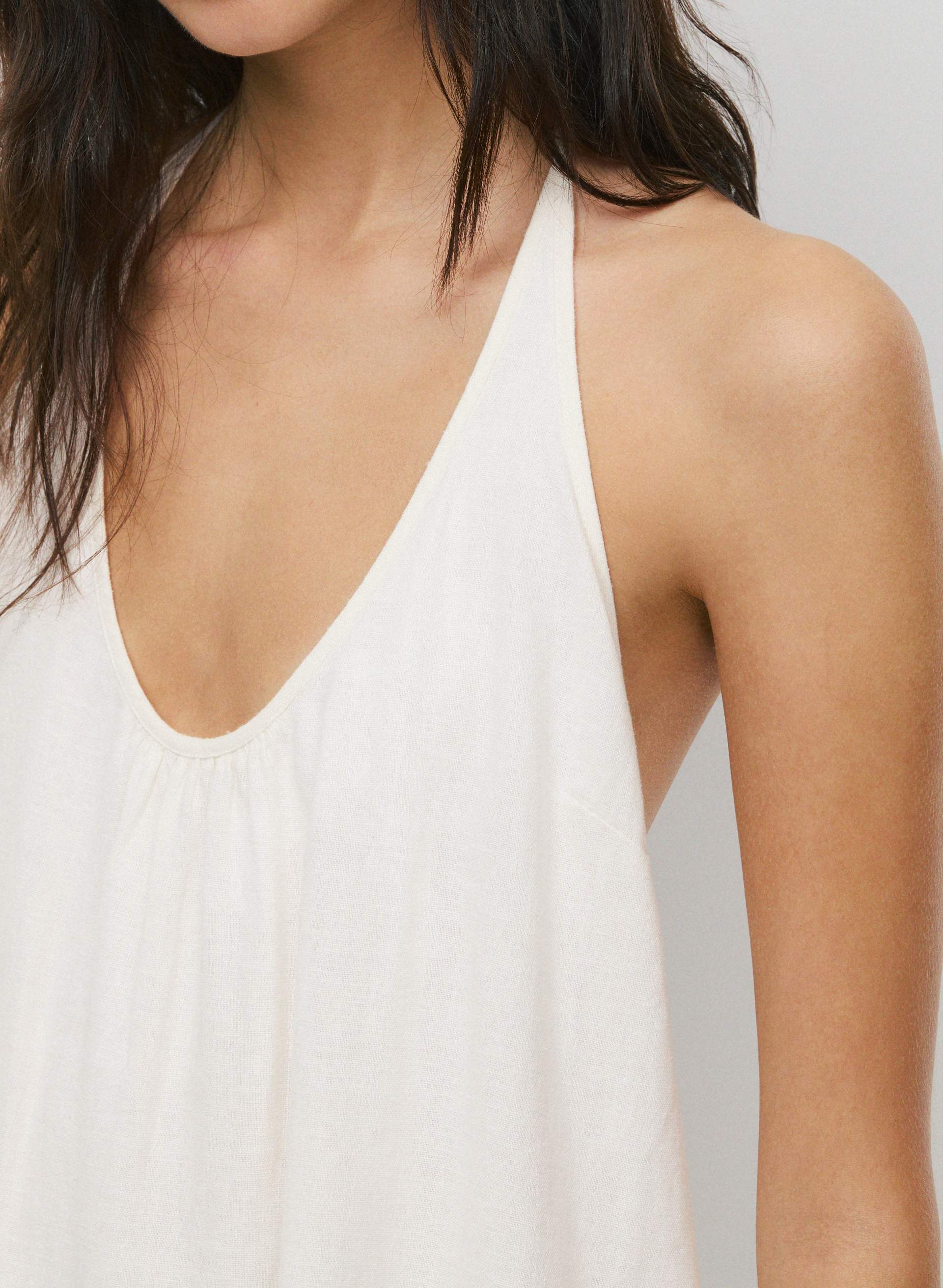BORA LINEN HALTER DRESS | Aritzia