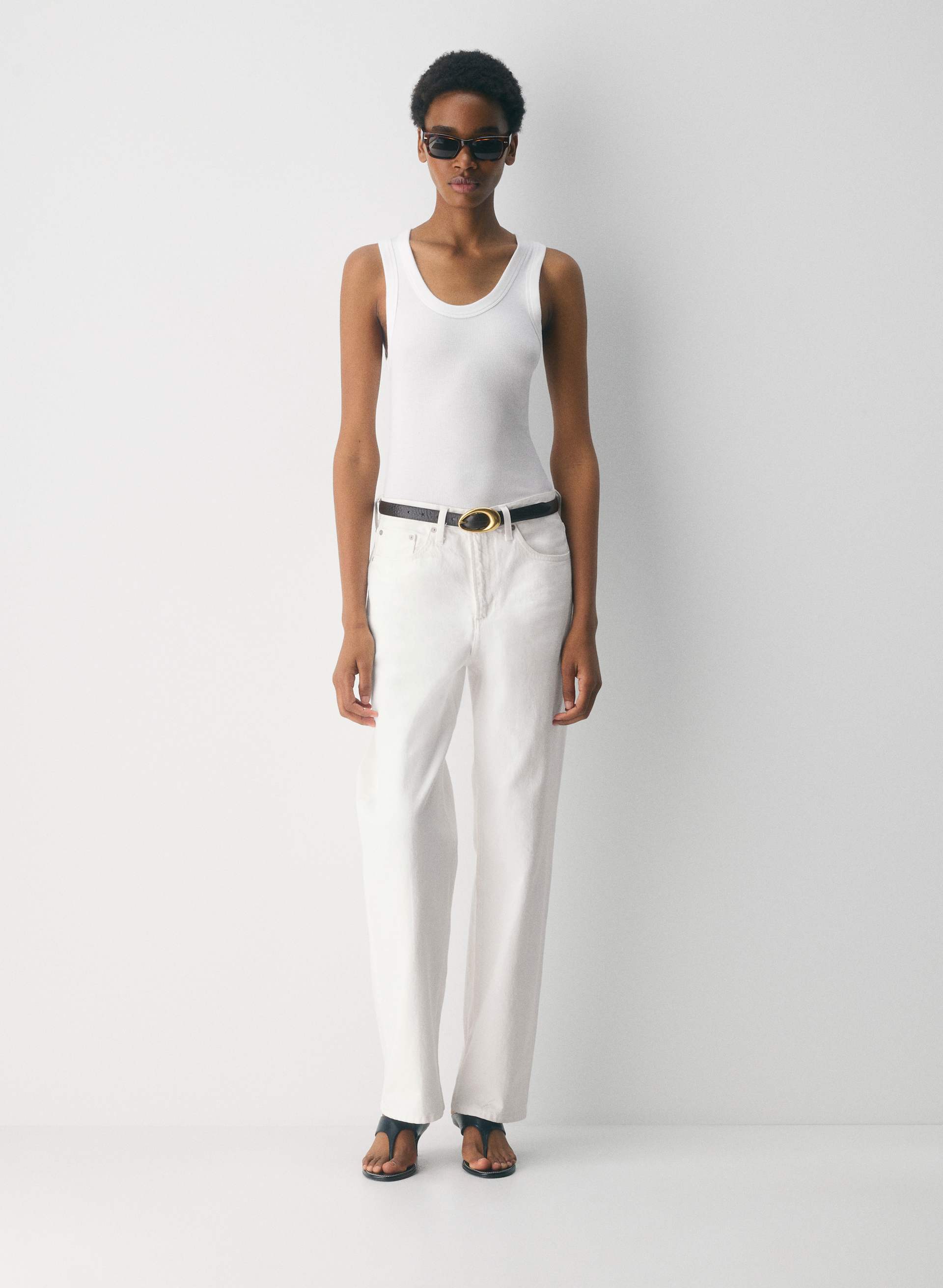 Perennial Solid Brass Leather Belt | Aritzia US