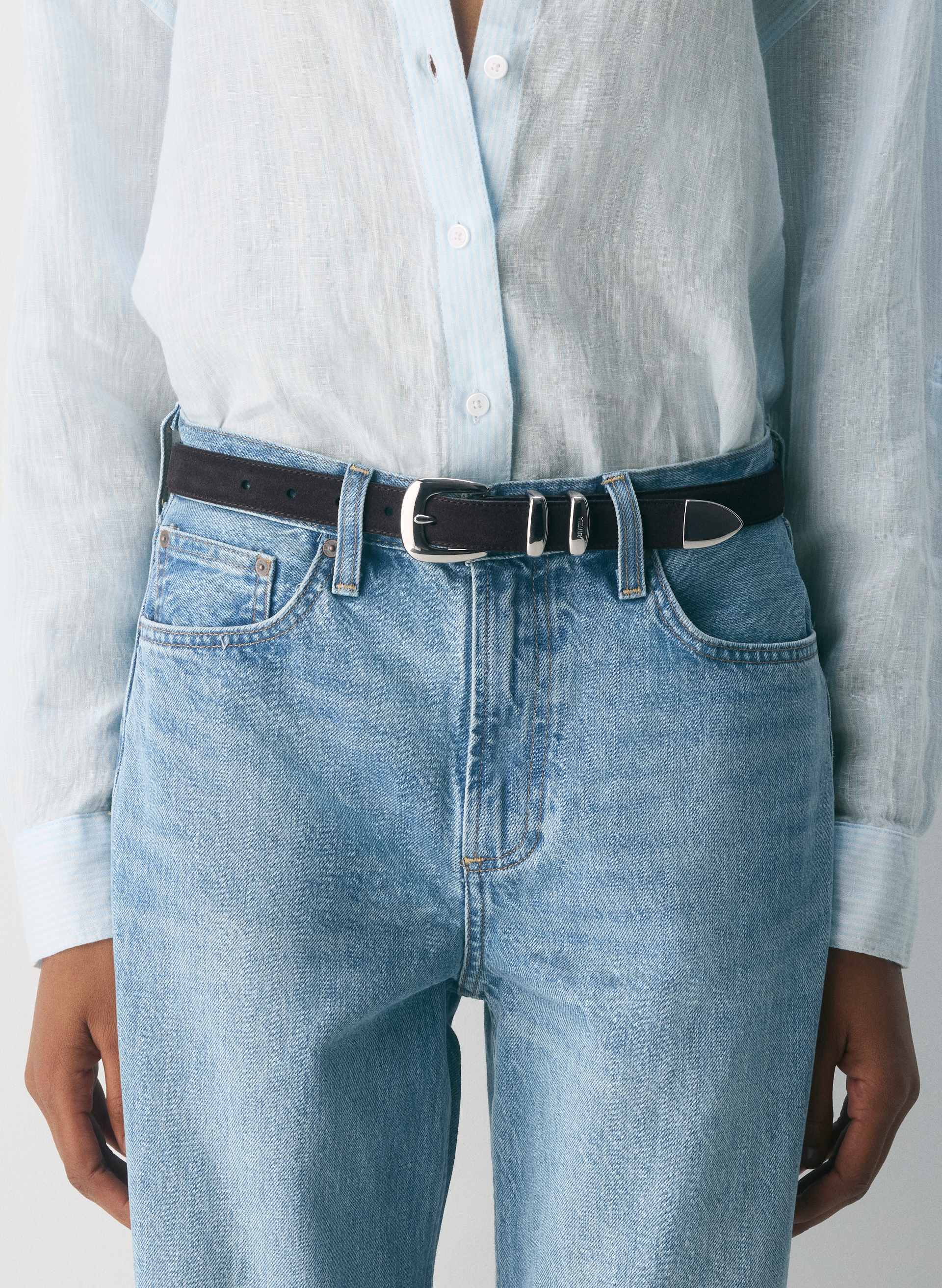 LEGENDARY SOLID BRASS SUEDE BELT | Aritzia