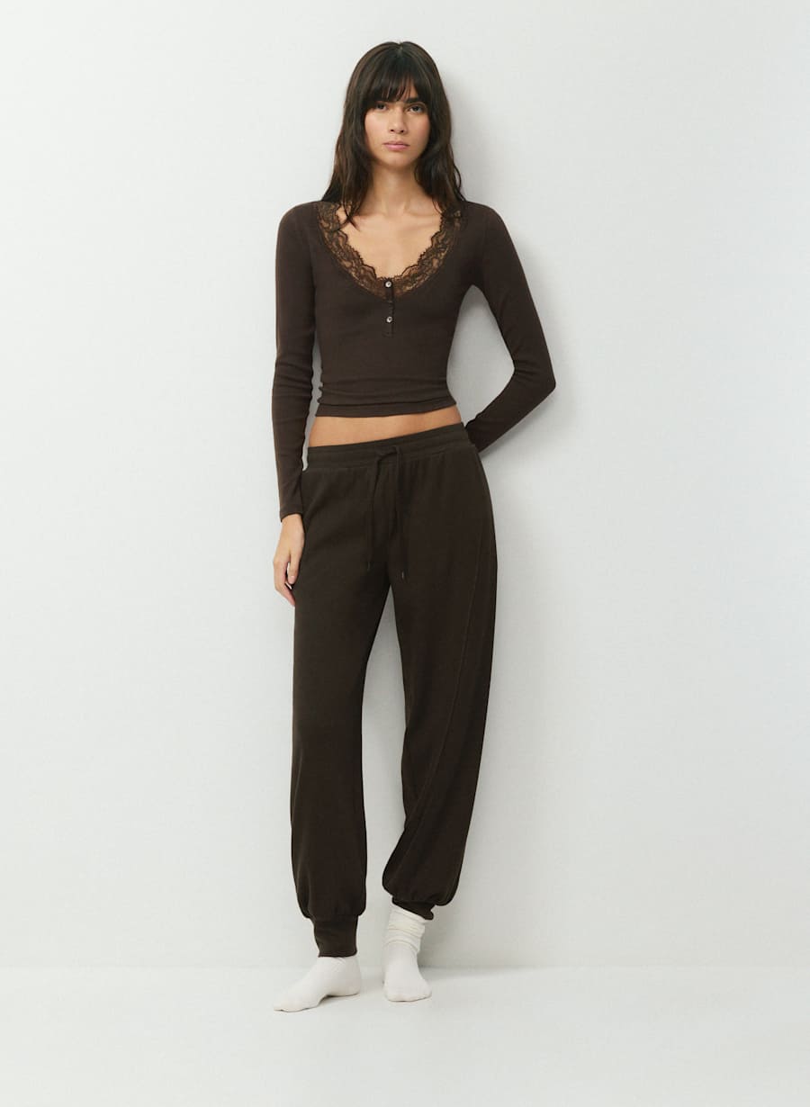 HomeStretch™ Rib Acoustic Lace Henley by Aritzia