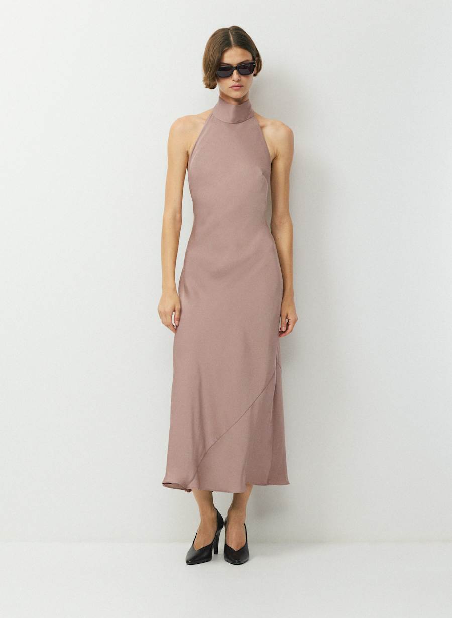 Tidal Satin Halter Dress by Aritzia