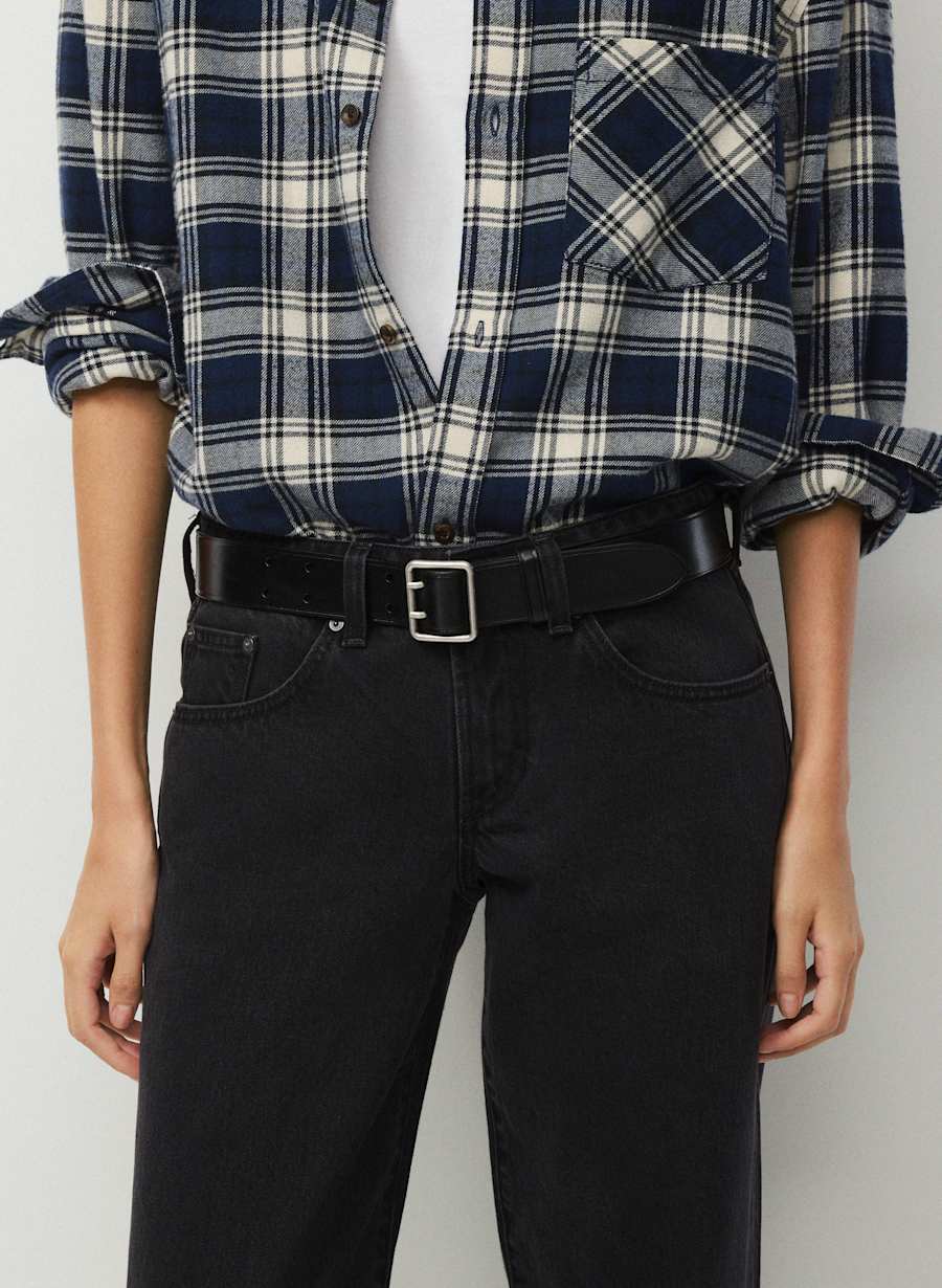 Lineage Solid Brass Leather Belt by Aritzia