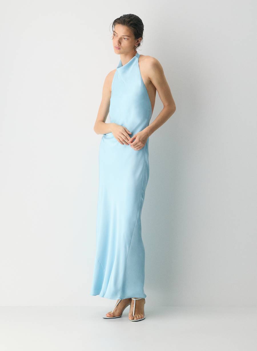 Audience Satin Full Halter Dress by Aritzia