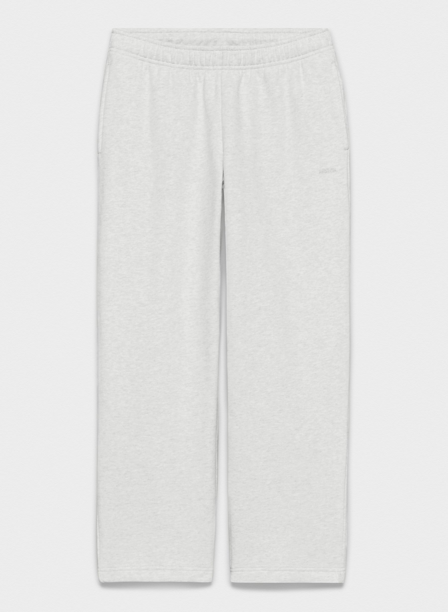 Aritzia Women's Cozy Sweatfleece Mega Straight Sweatpant in Heather Cloud White size Small